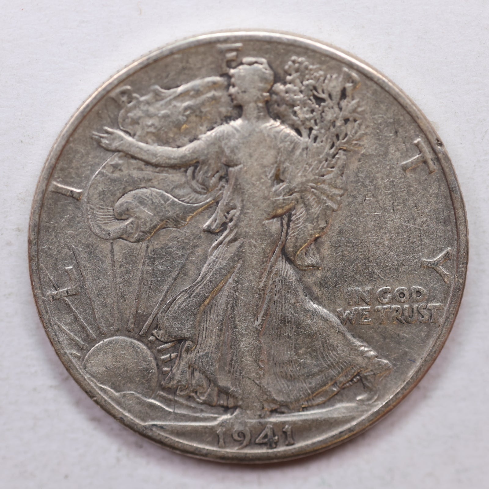 1941-D Walking Liberty Silver Half Dollar, Very Good Circulated Coin, Store #HR0010