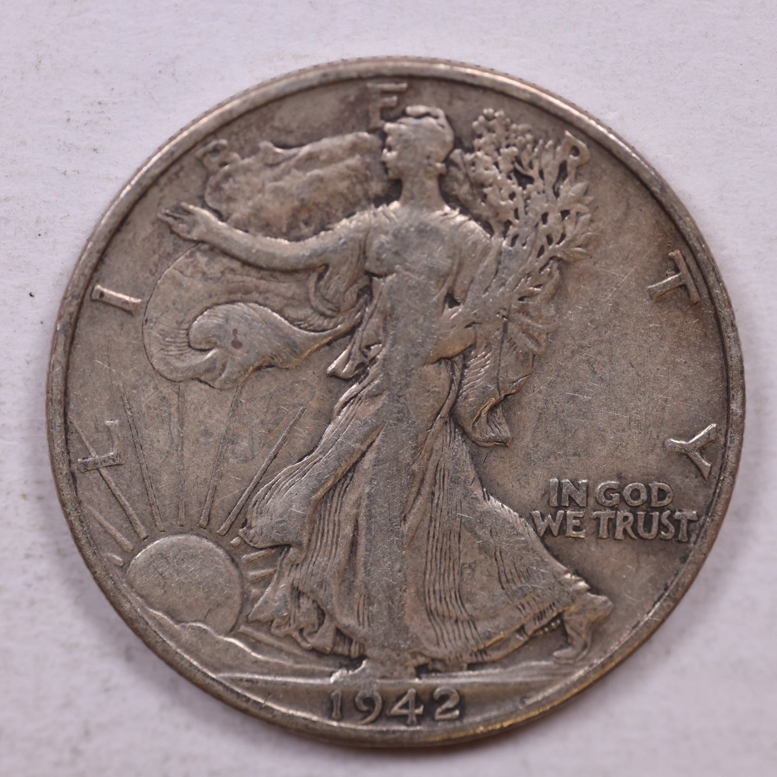 1942-D Walking Liberty Silver Half Dollar, Very Fine Circulated Coin, Store #HR0013