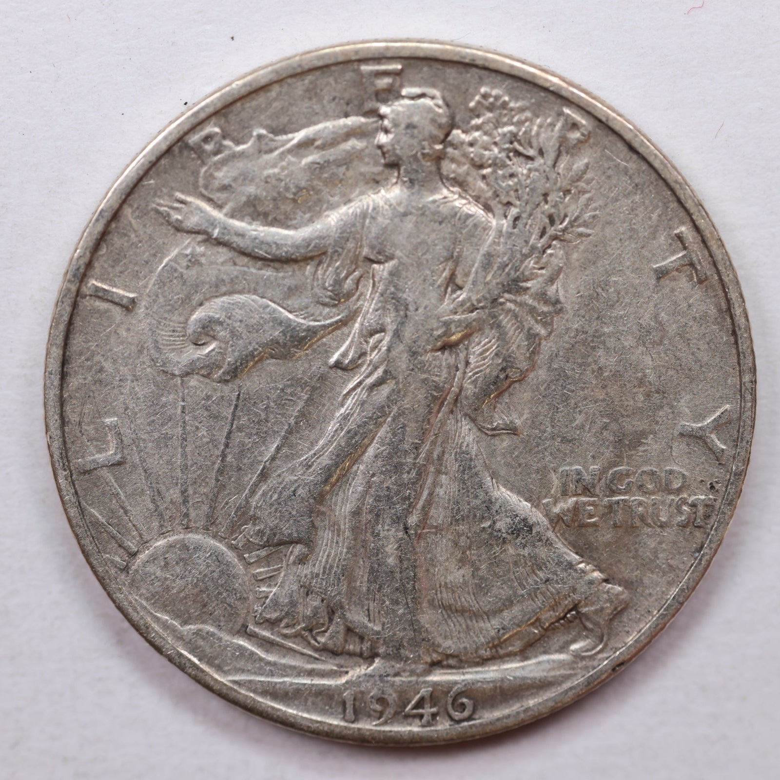 1946-D Walking Liberty Silver Half Dollar, Very Fine+ Circulated Coin, Store #HR0024