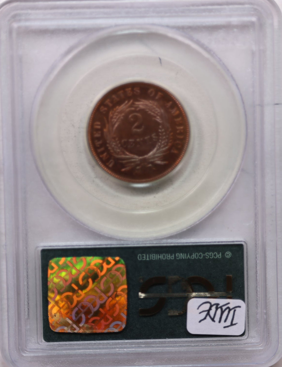 1872 Two Cent Piece, PCGS Proof-65 RED, Nice Eye Appeal. Store #G2C002
