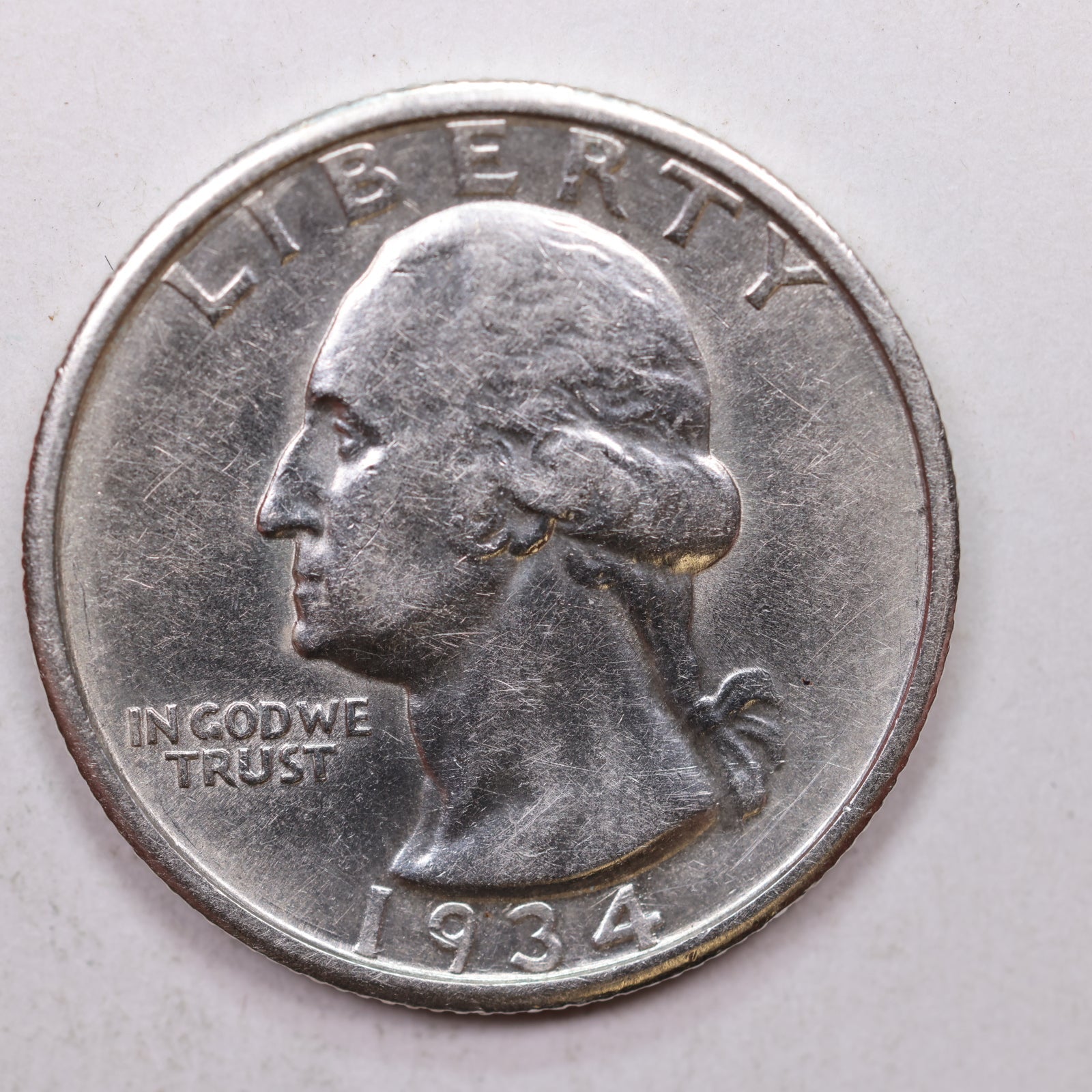 1934 Washington Silver Quarter, About Uncirculated Coin, Store Sale #QR804.