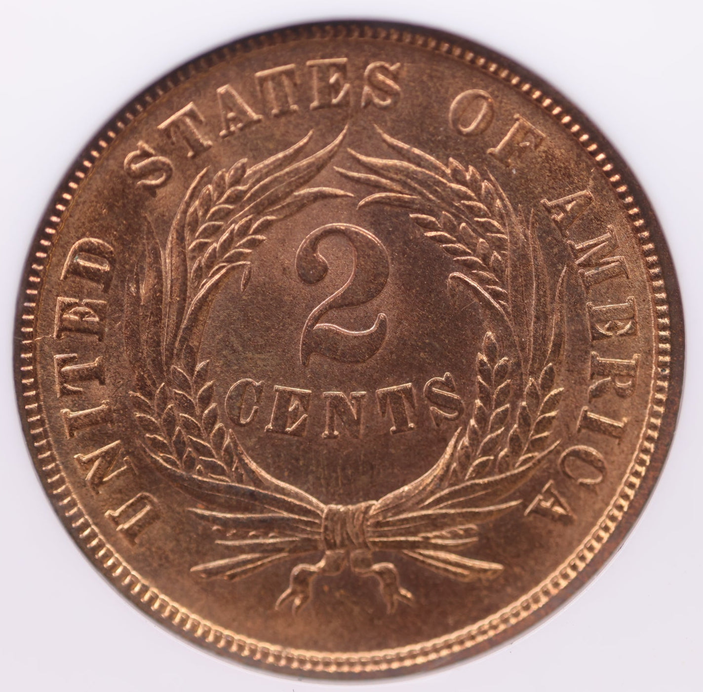 1864 Two Cent Piece, Large Motto, PCGS MS-66 RED, Nice Eye Appeal. Store #G2C003.