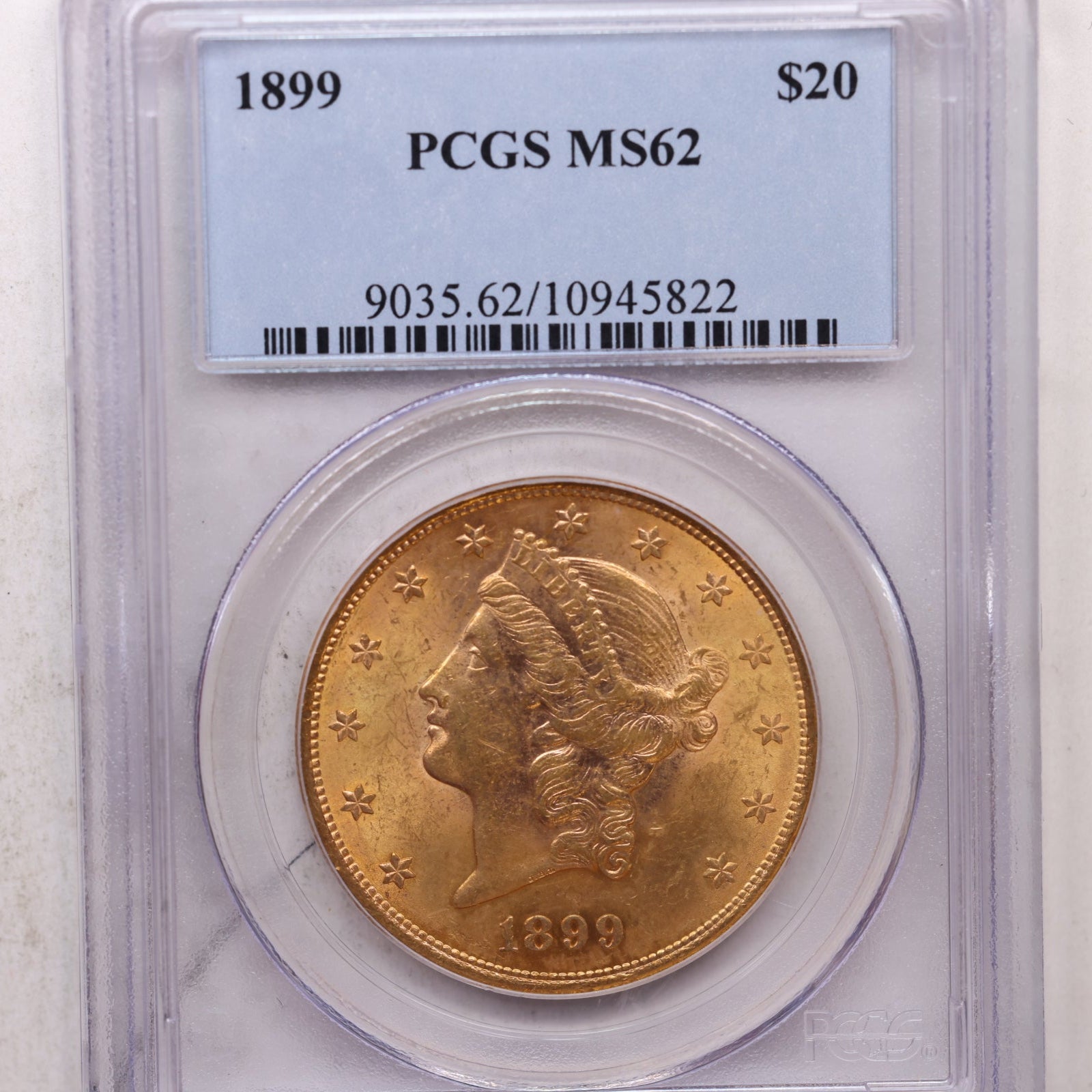 1899 $20 Gold Liberty, Pre 1933 Double Eagle, PCGS MS-62, Store Sale #G0121.
