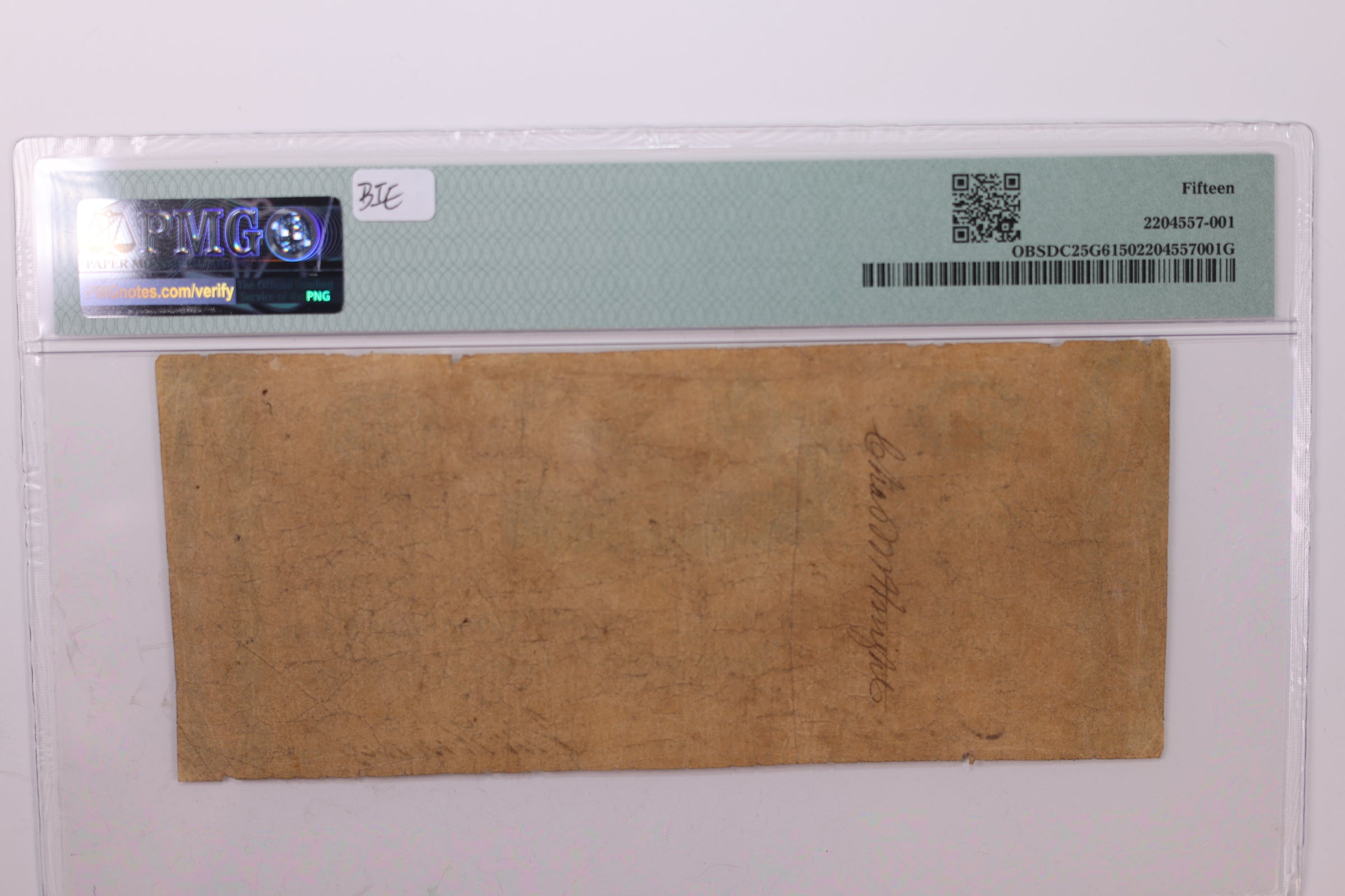 1815 25 Cent., Obsolete Currency., Alexandria, D.C., PMG F-15., Store #GDC002