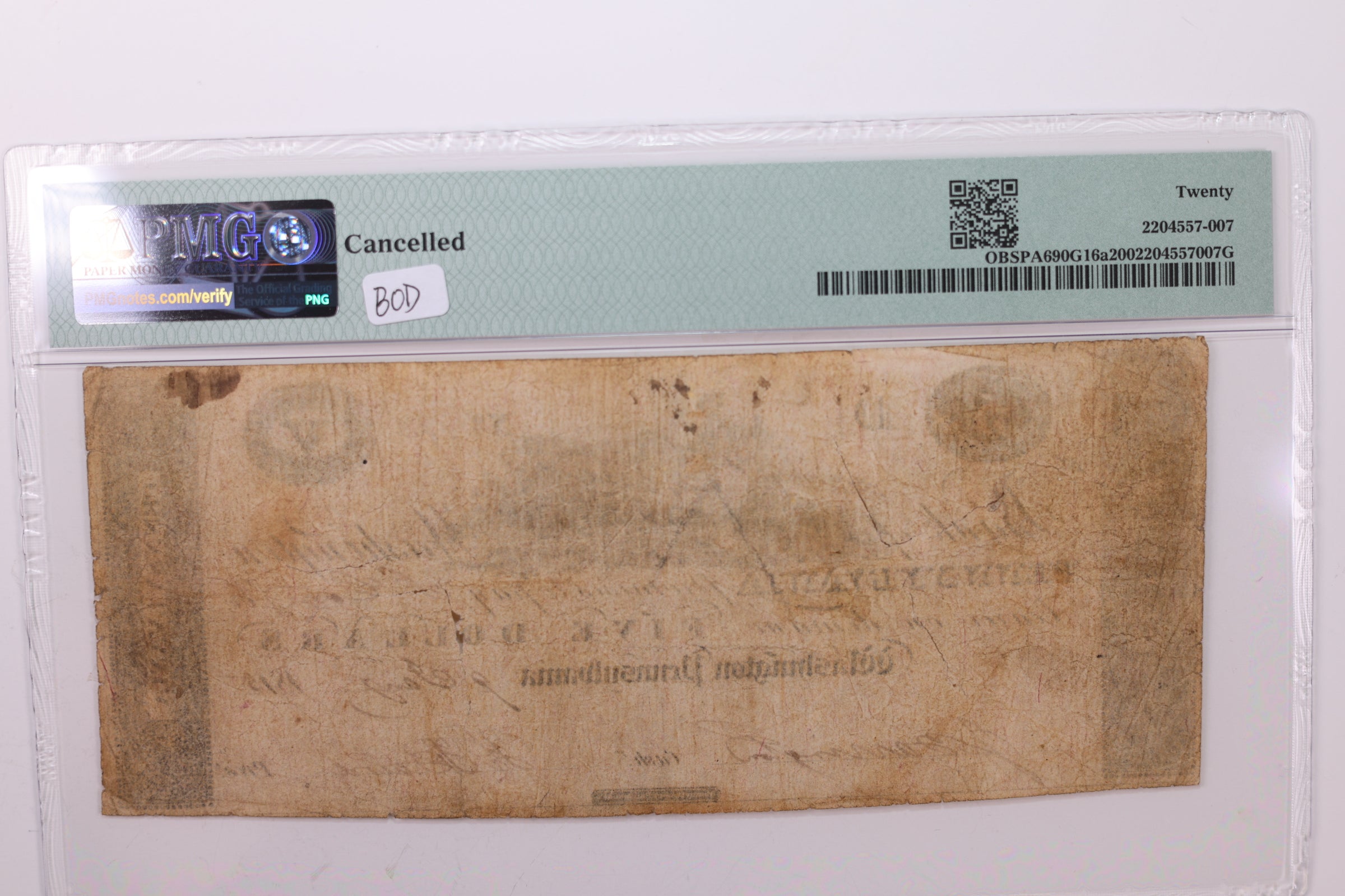 1815 $5., Obsolete Currency., Washington, PA., PMG VF-20., Store #GPA003