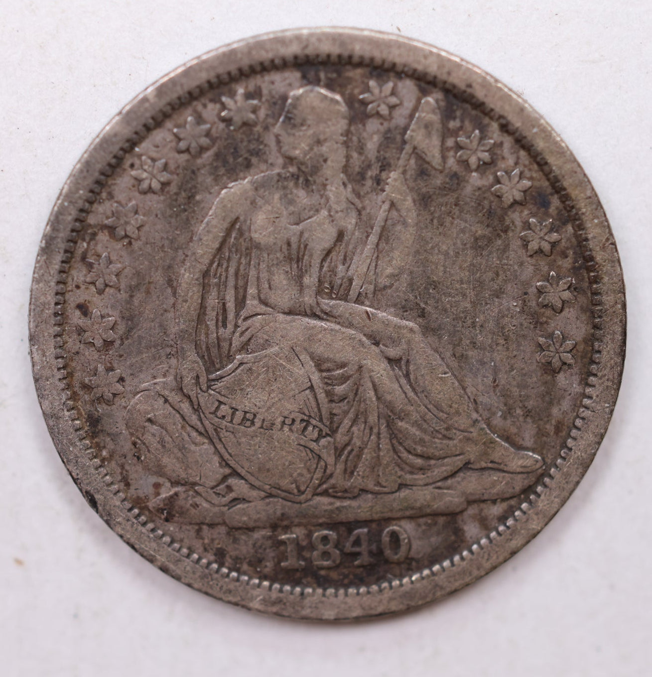 1840 Seated Liberty Dime, No Drape, Circulated Coin, Store Sale #DE675.