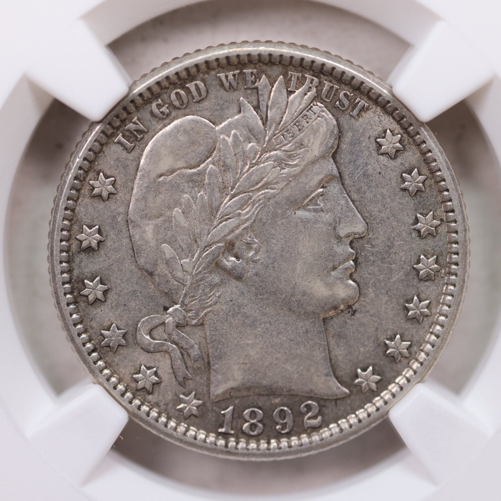 1892-O Barber Silver Quarter, Nice Eye Appeal, PCGS AU-55, Store Sale #GQR020.