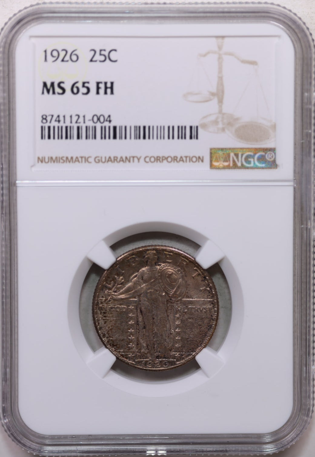 1926 Standing Liberty Silver Quarter, Toned, NGC MS-65 Full Head, Store# GQR0026.