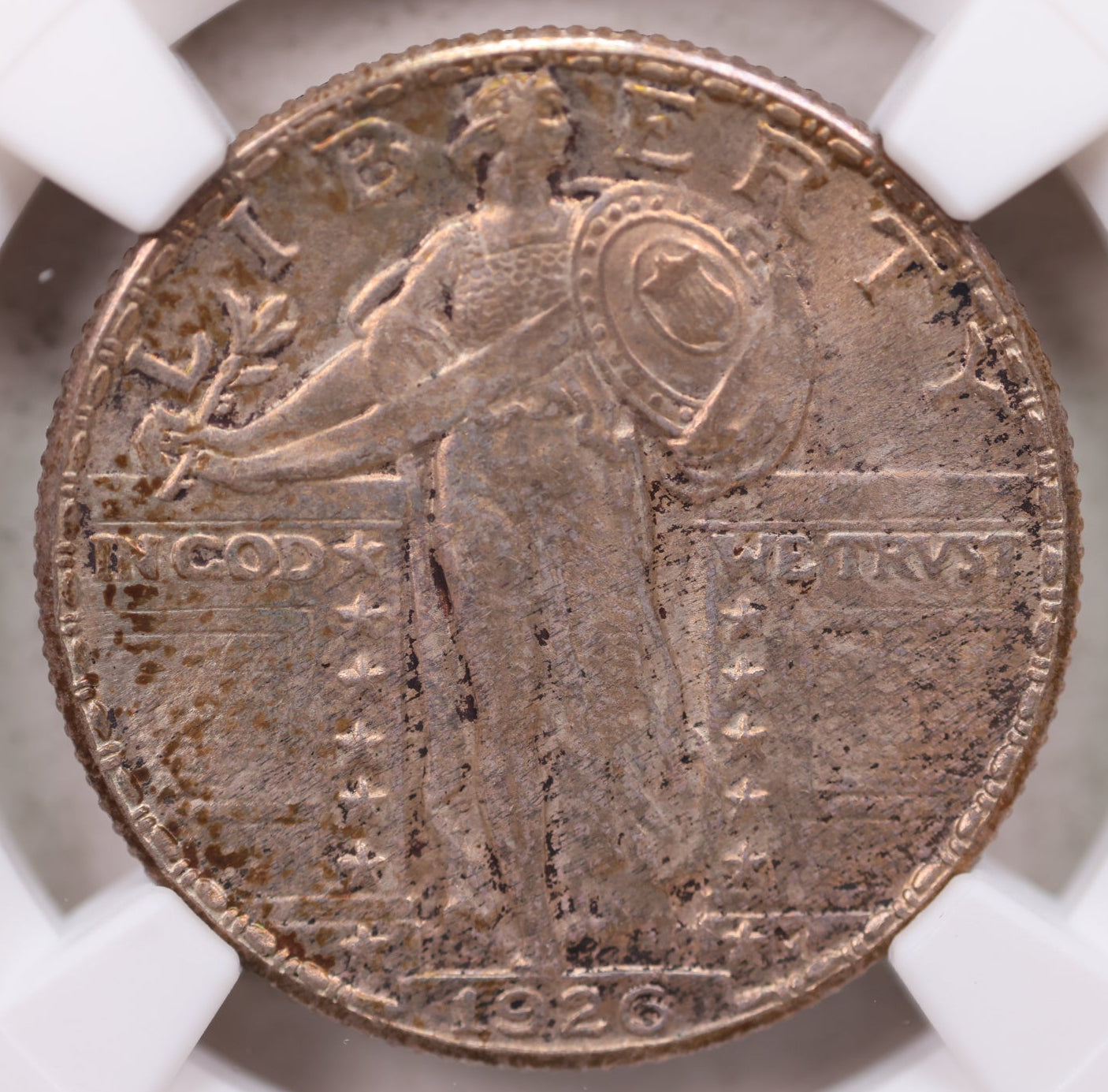 1926 Standing Liberty Silver Quarter, Toned, NGC MS-65 Full Head, Store# GQR0026.