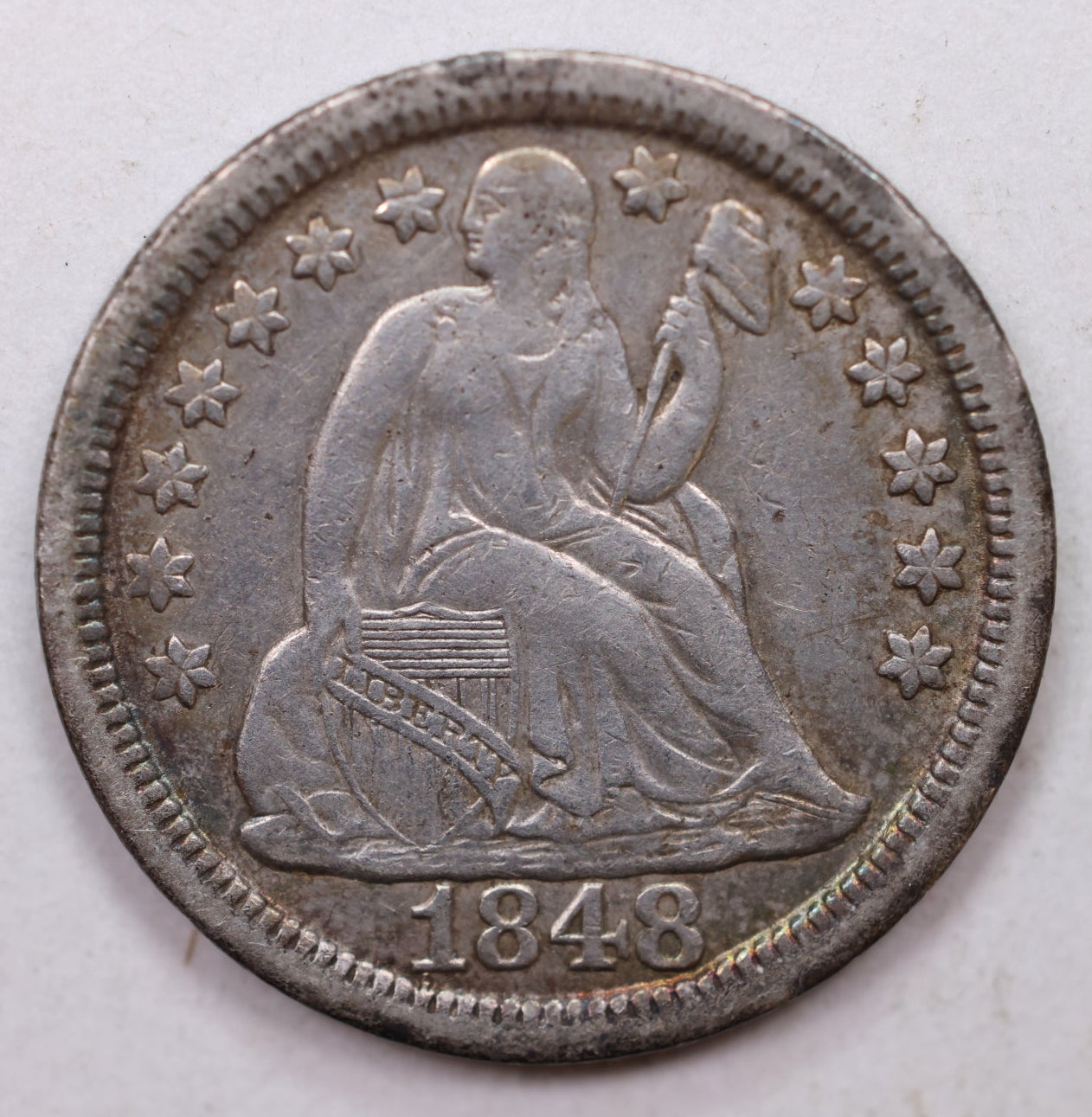 1848 Seated Liberty Dime, Collectible Circulated Coin, Store Sale #DE689.