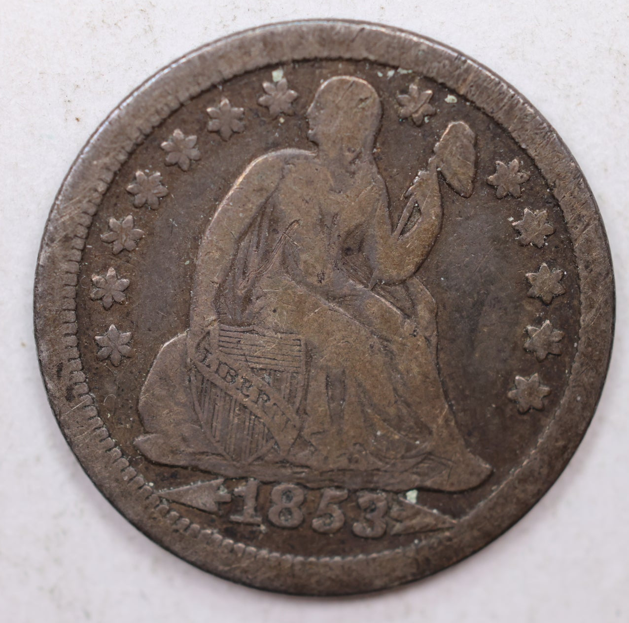 1853 Seated Liberty Dime, -With Arrows-, Circulated Coin, Store Sale #DE699.