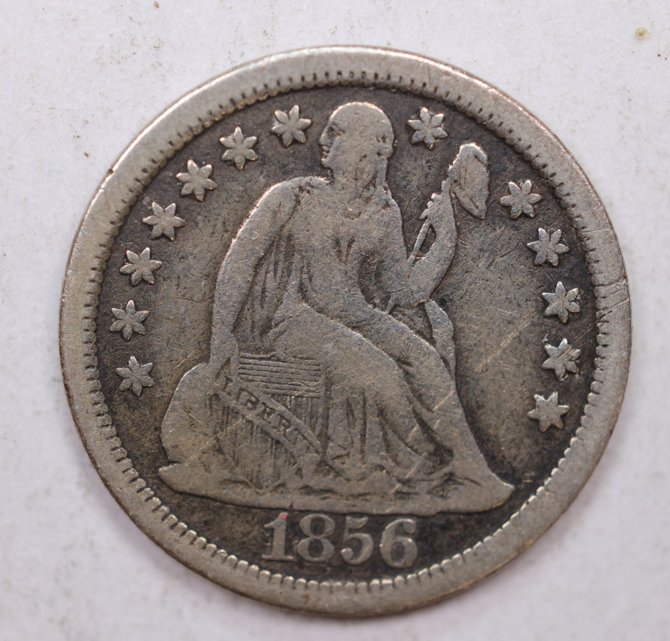 1856 Seated Liberty Dime, Large Date, Circulated Coin, Details, Store Sale #DE704.
