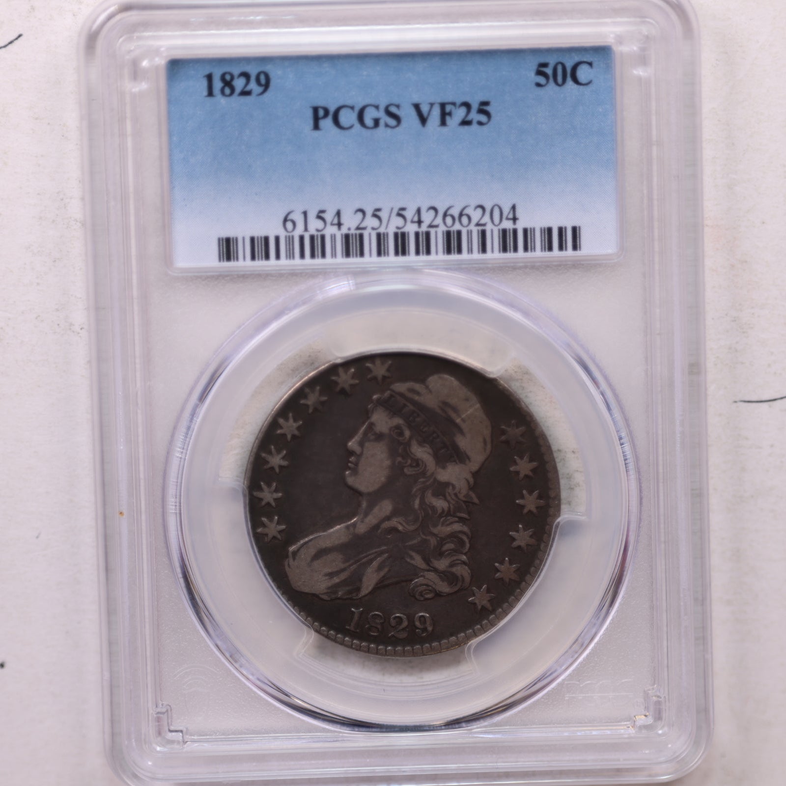 1829 Cap Bust Silver Half Dollar, PCGS AU-50, Circulated Coin. Store #GHR106.