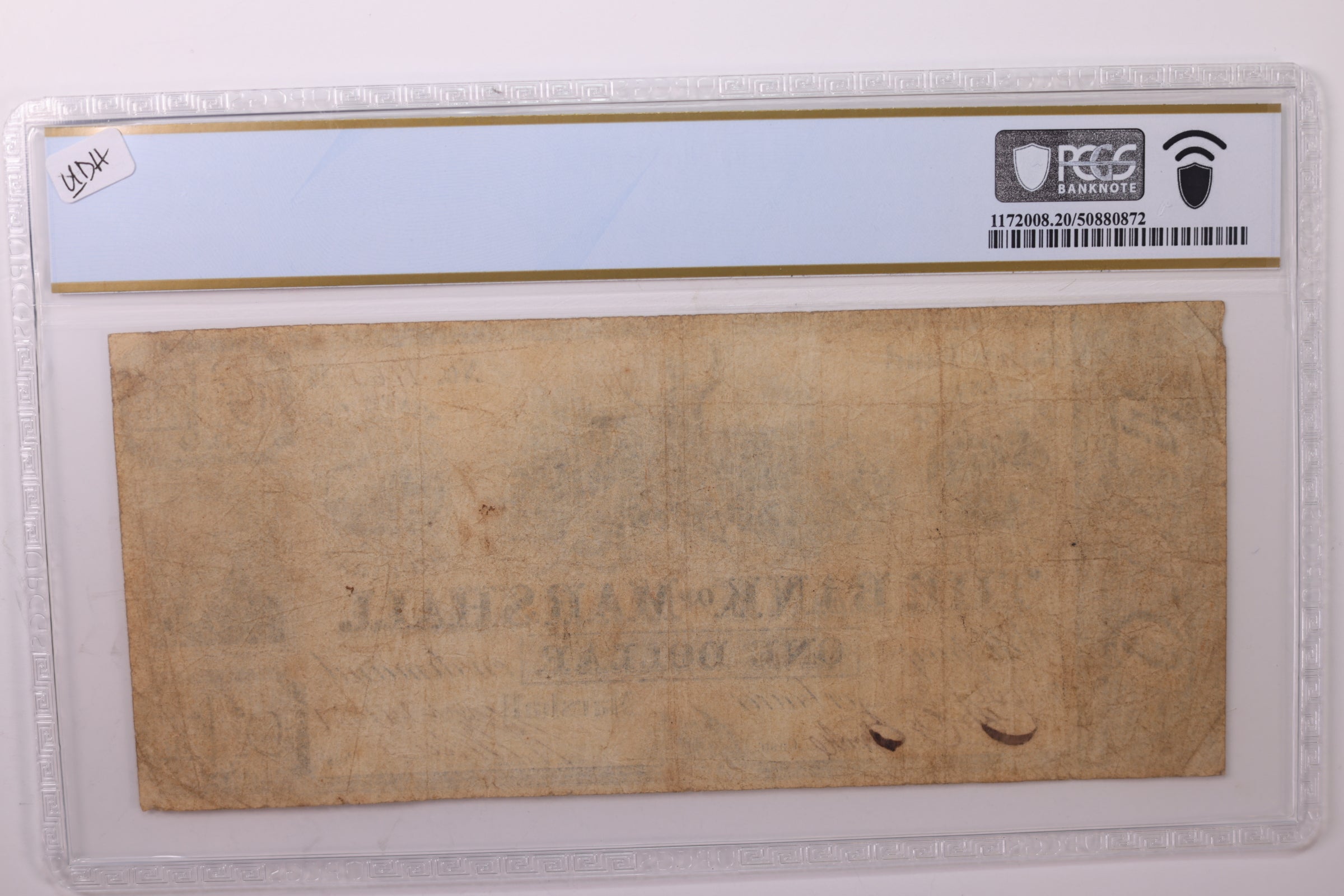 1837 $1., Marshall, MI., Obsolete Currency., PCGS F-15., STORE #GMI051