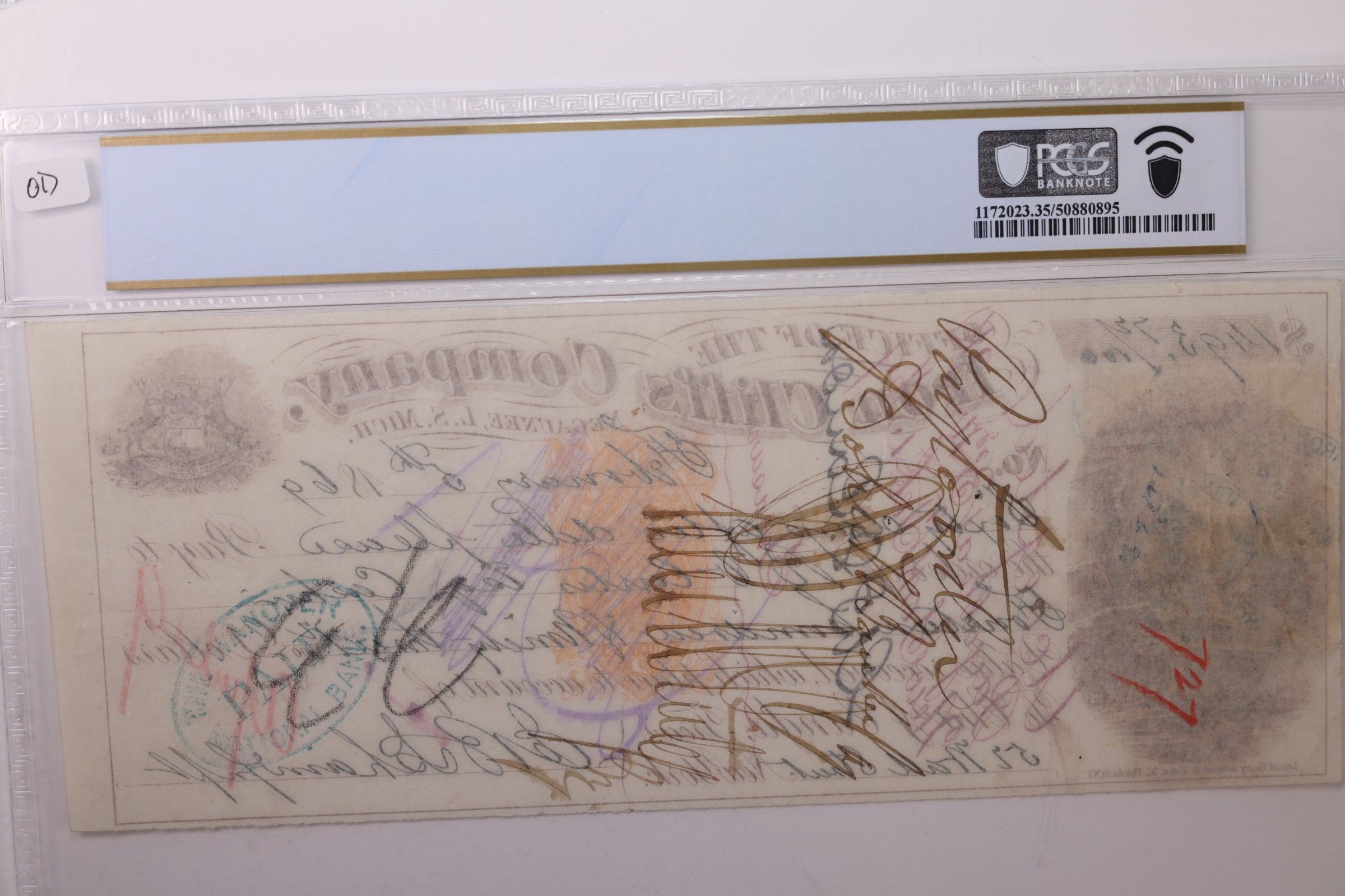 1869 $1,693.72., Negaunee, MICH., Sight Draft., Obsolete Currency., PCGS VF-35., Store #GMI068