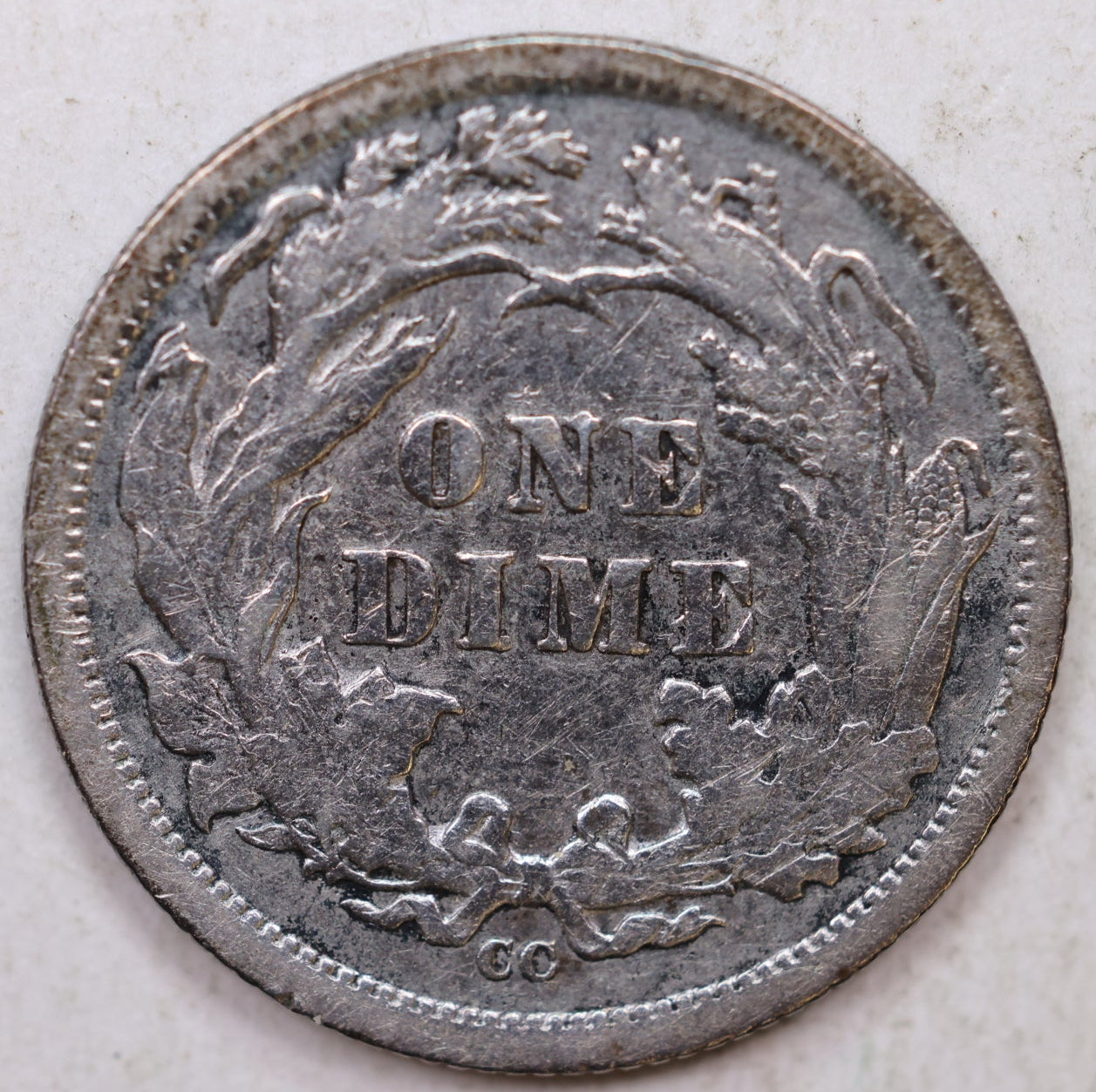 1877-CC Seated Liberty Dime, Collector Circulated Coin, Store Sale #DE758.