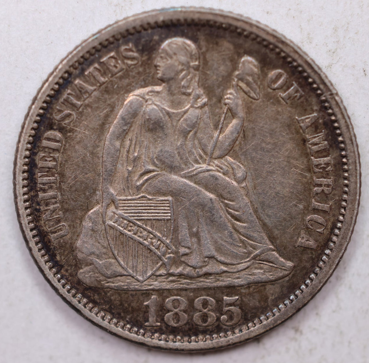 1885 Seated Liberty Dime, Collectible Uncirculated Coin, Store Sale #DE769.