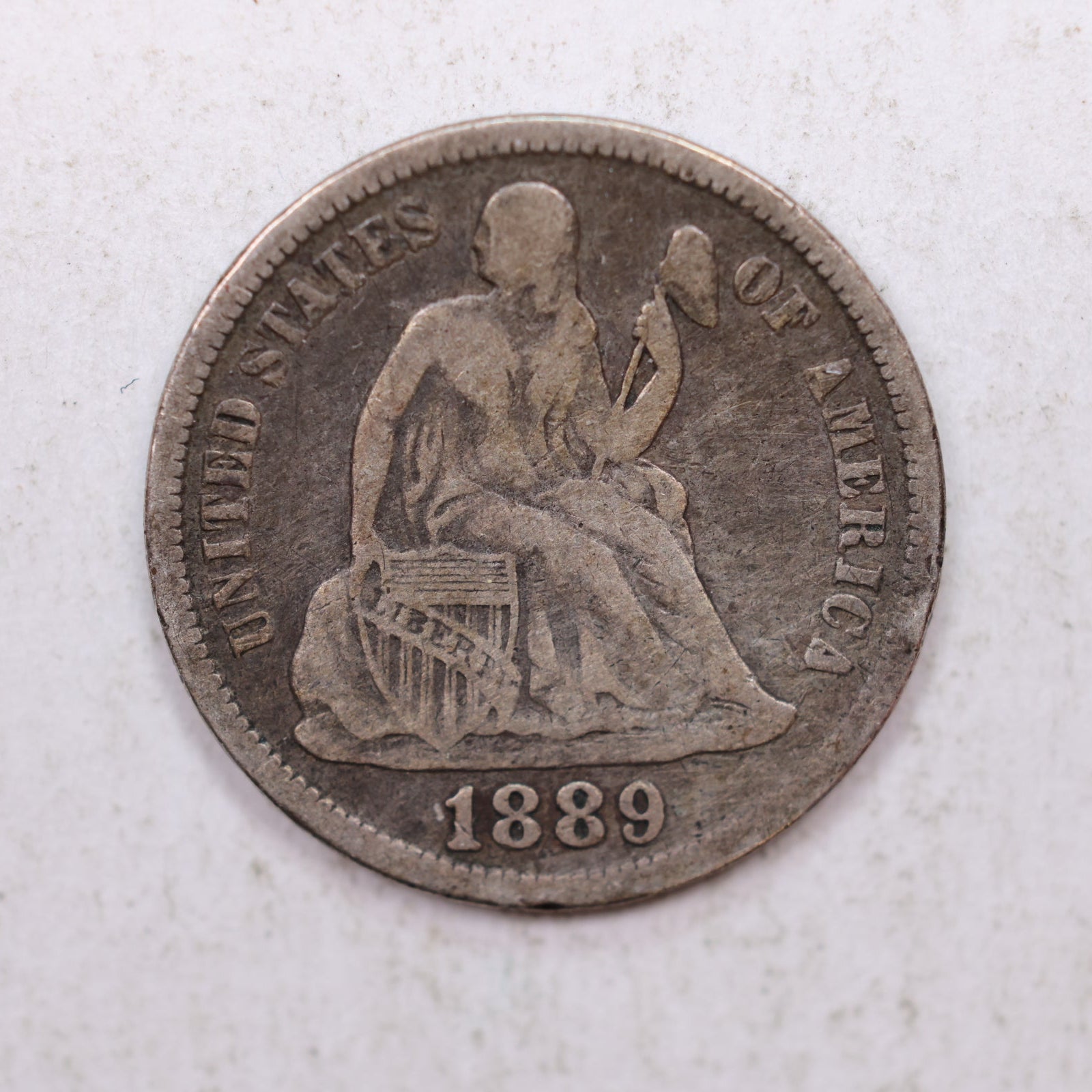 1889-S Seated Liberty Dime, Collectible Circulated Coin, Store Sale #DE778.