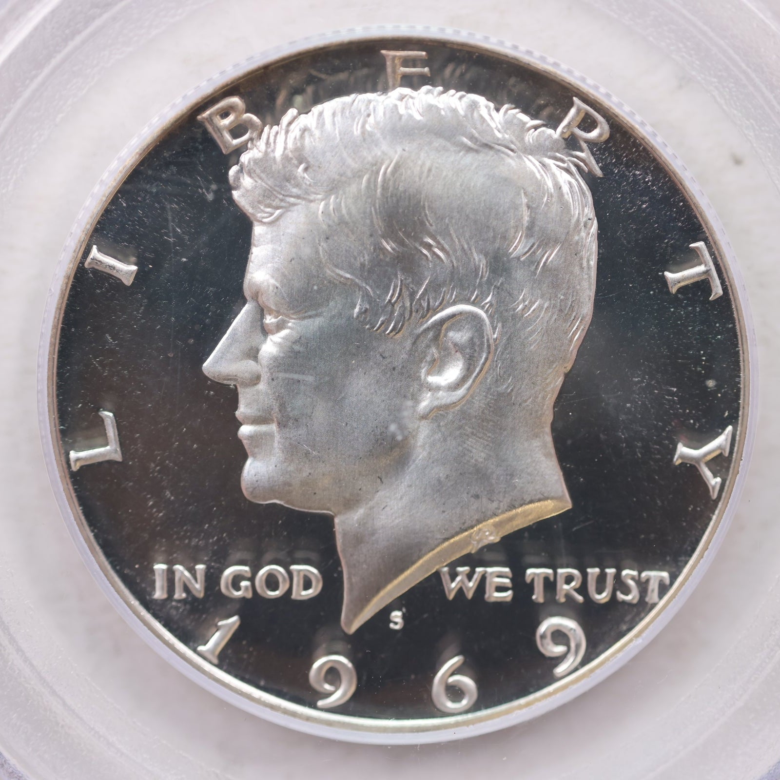 1969-S Kennedy Silver Clad Half Dollar, Uncirculated Coin, PCGS PR68, Store #GHR149.