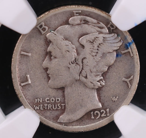1921-D Mercury Silver Dime., NGC Graded VF-20. Store #30006