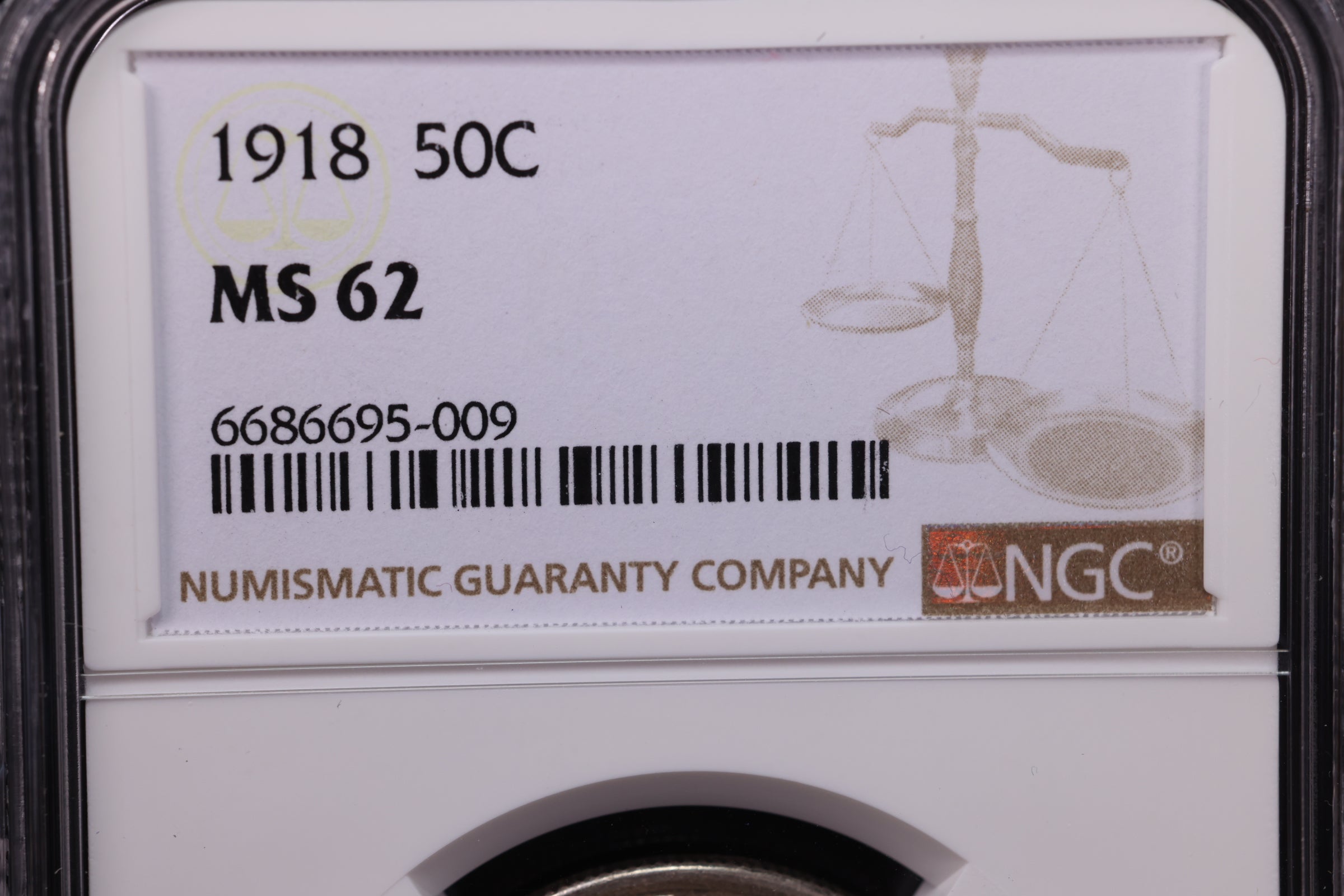 1918 Walking Liberty Half Dollar., NGC Graded MS-62. Store #30018