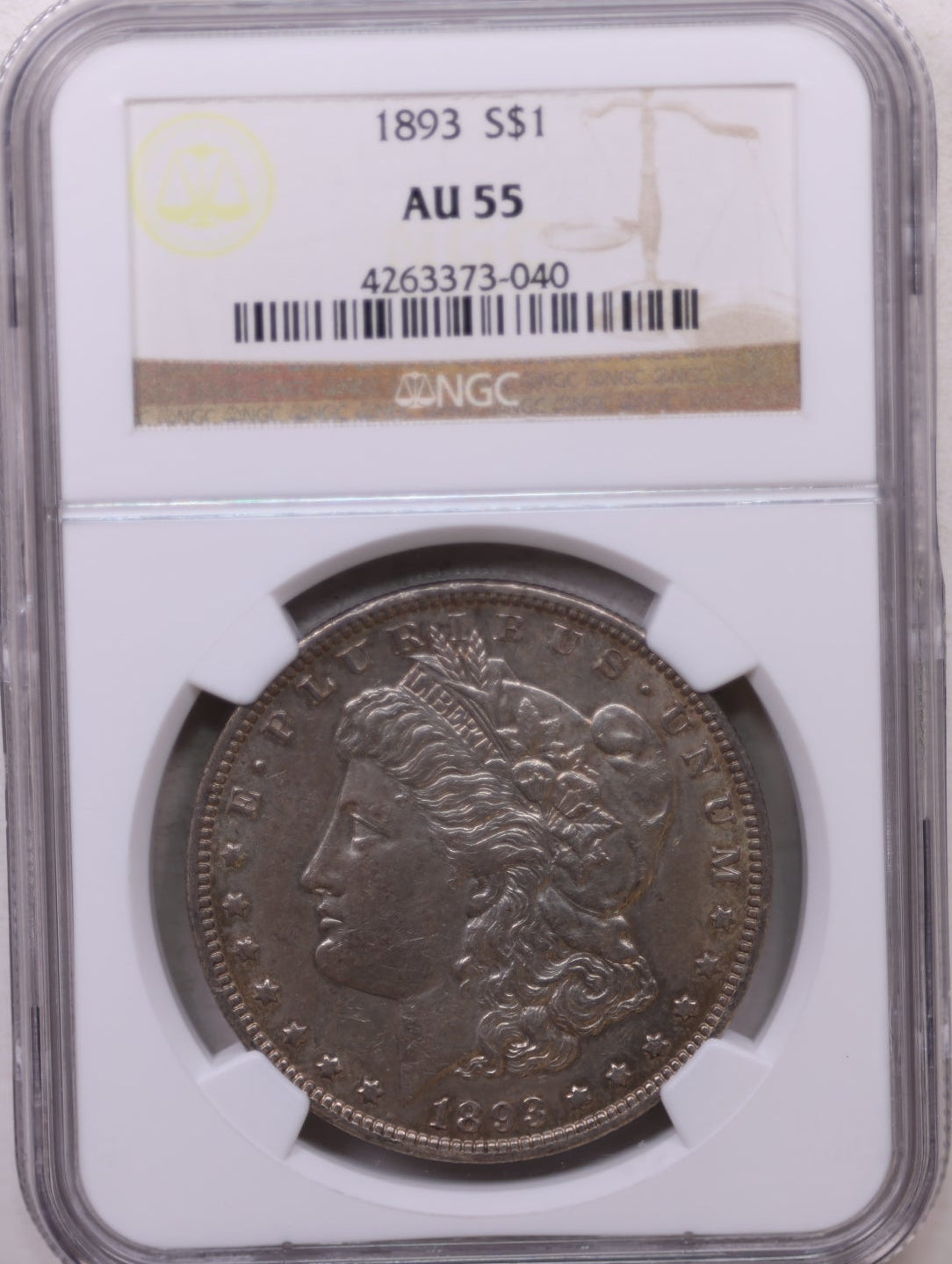 1893 Morgan Silver Dollar, About Uncirculated, NGC AU-55, Store SALE #GDR0336.