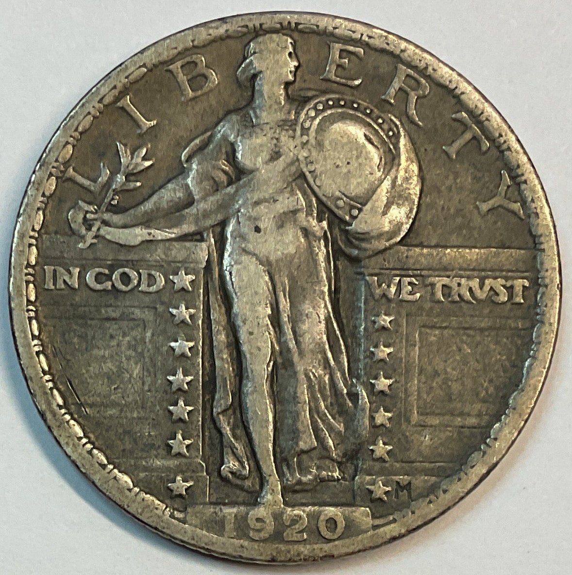 1920, Standing Liberty Silver Quarter, Very Fine Circulated + Coin, Store #QR1167
