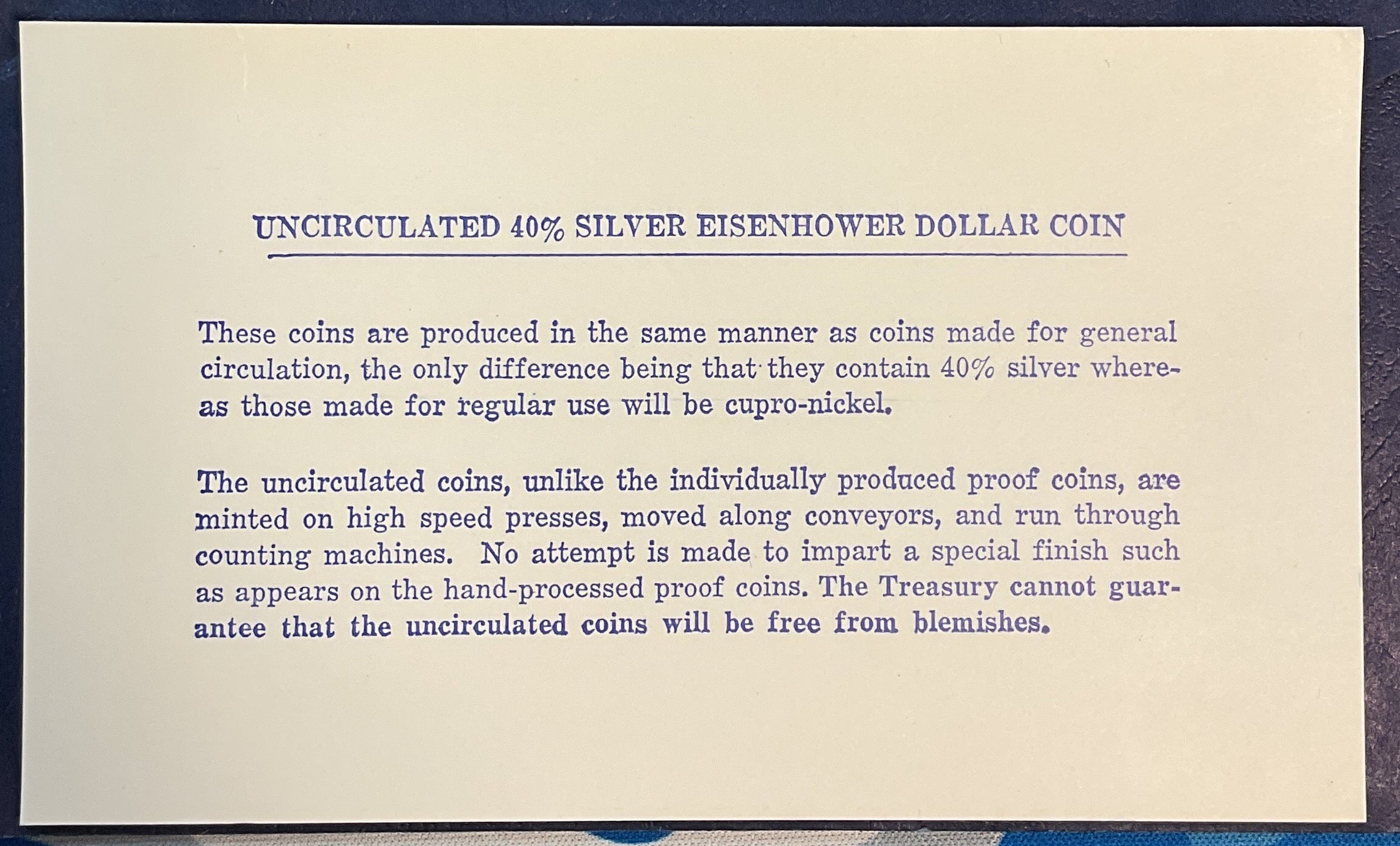 1971 Eisenhower Uncirculated Silver Dollar. Store #PT050