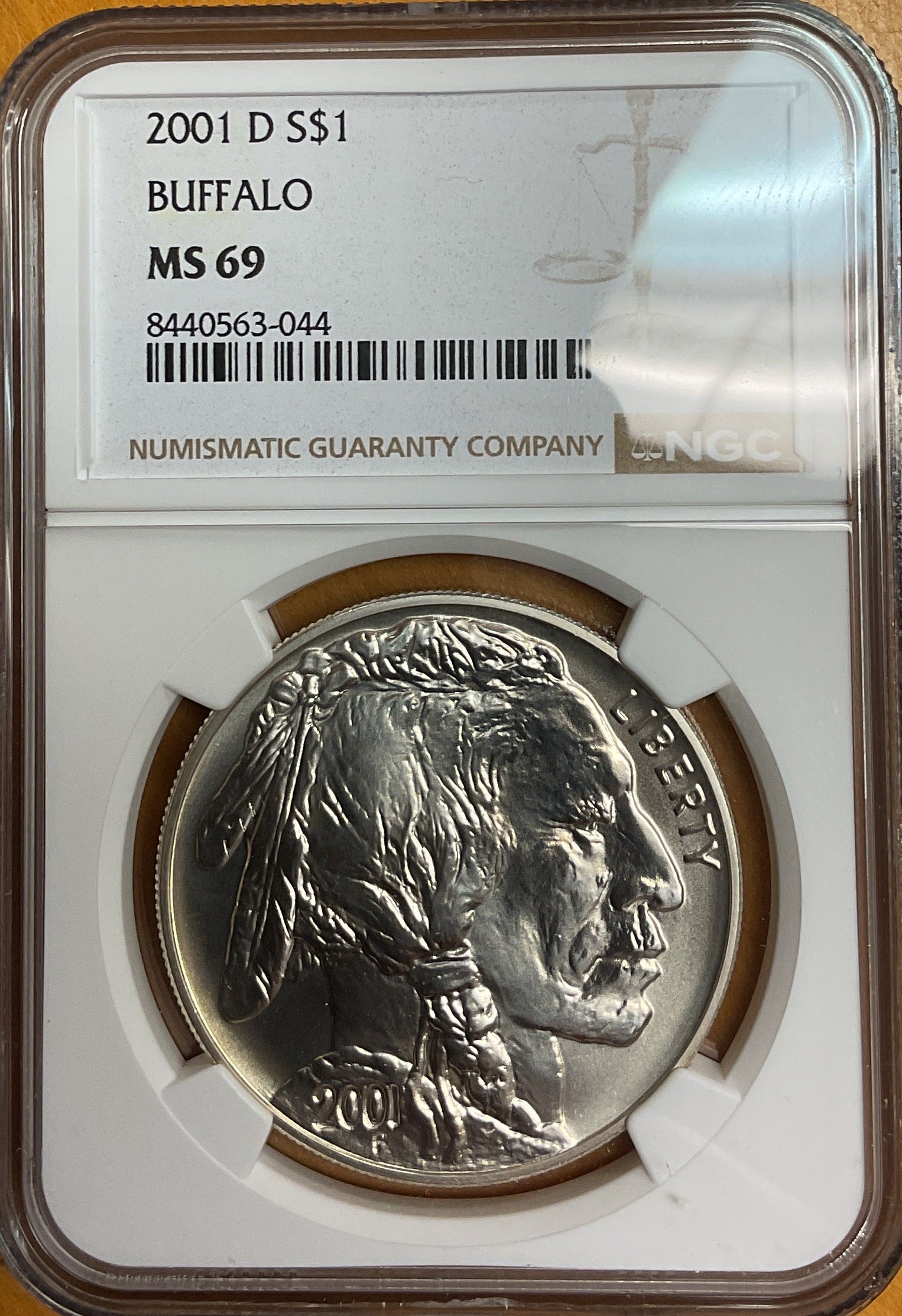 2001-D Buffalo Silver Dollar, NGC MS-69, Store #GMC385
