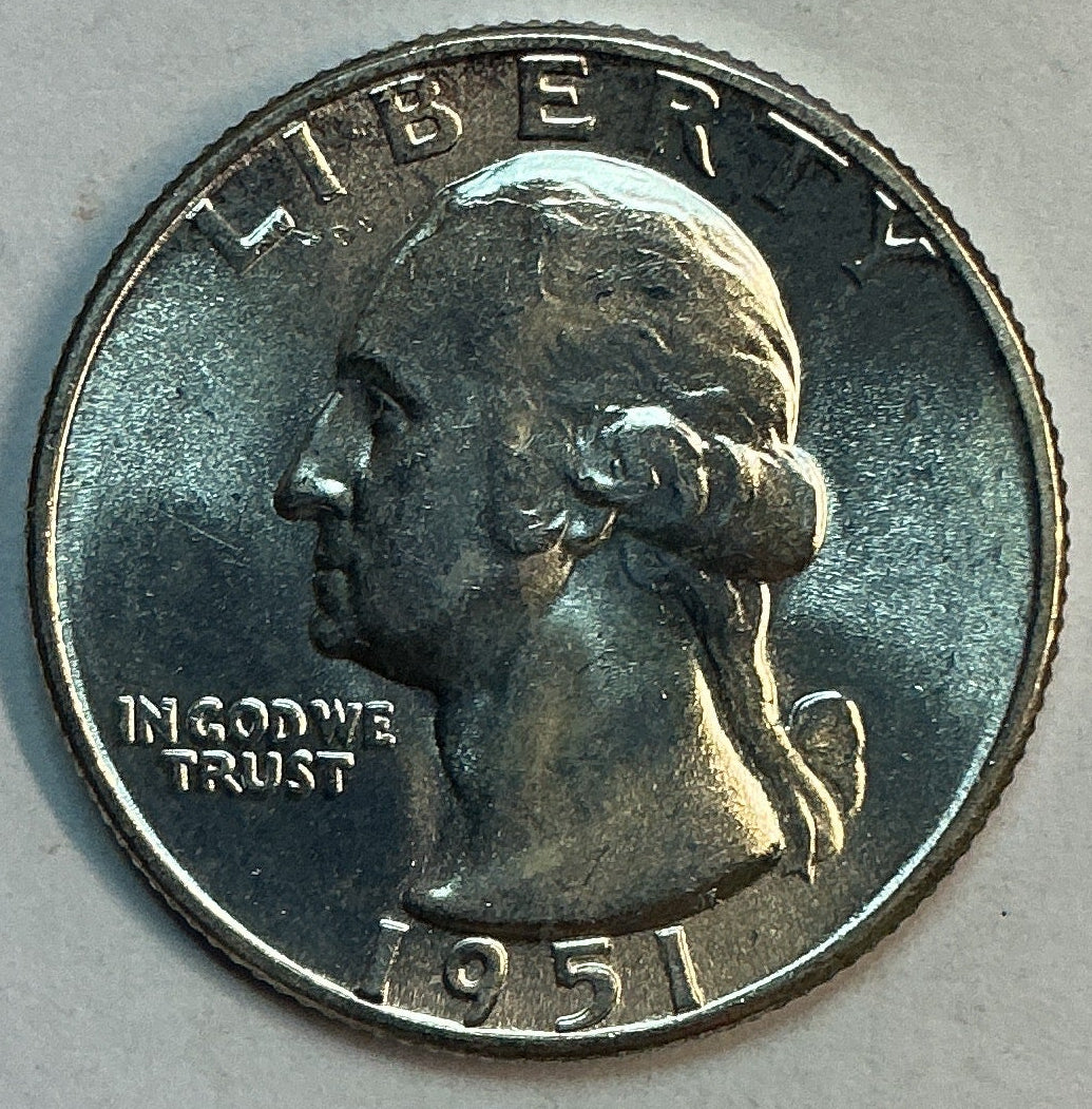 1951 Silver Washington Quarter, Brillant Uncirculated Coin, Store #QR1743