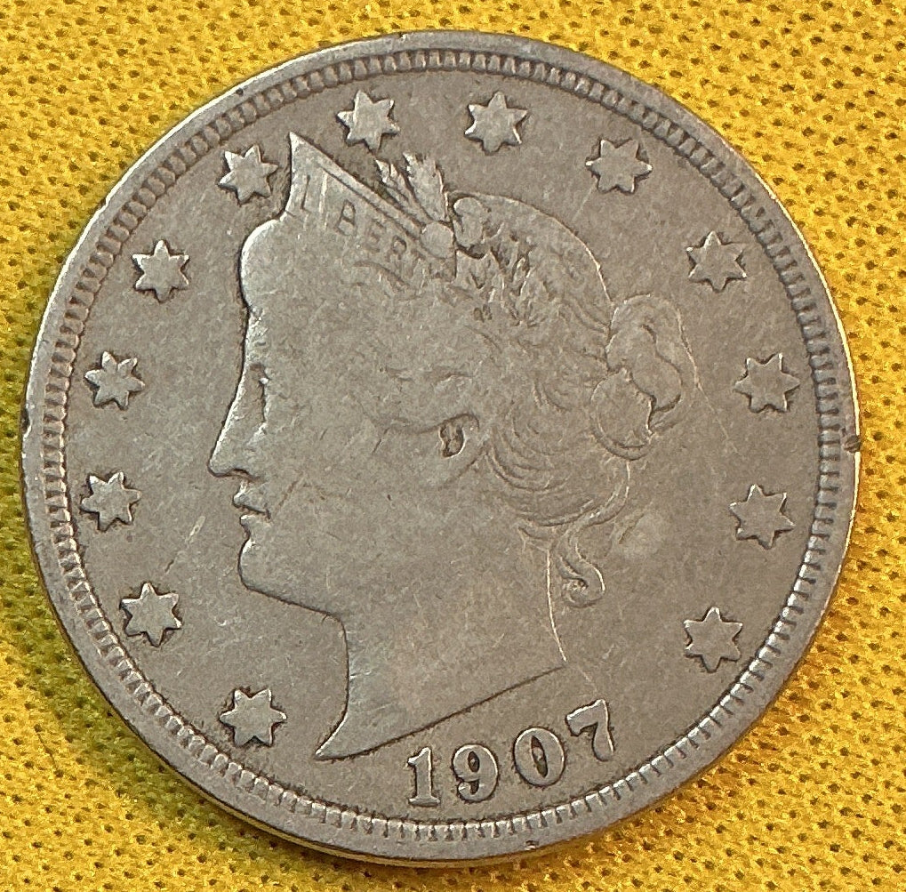 1907 Liberty Nickel, Very Good Circulated Coin, Store #NL900