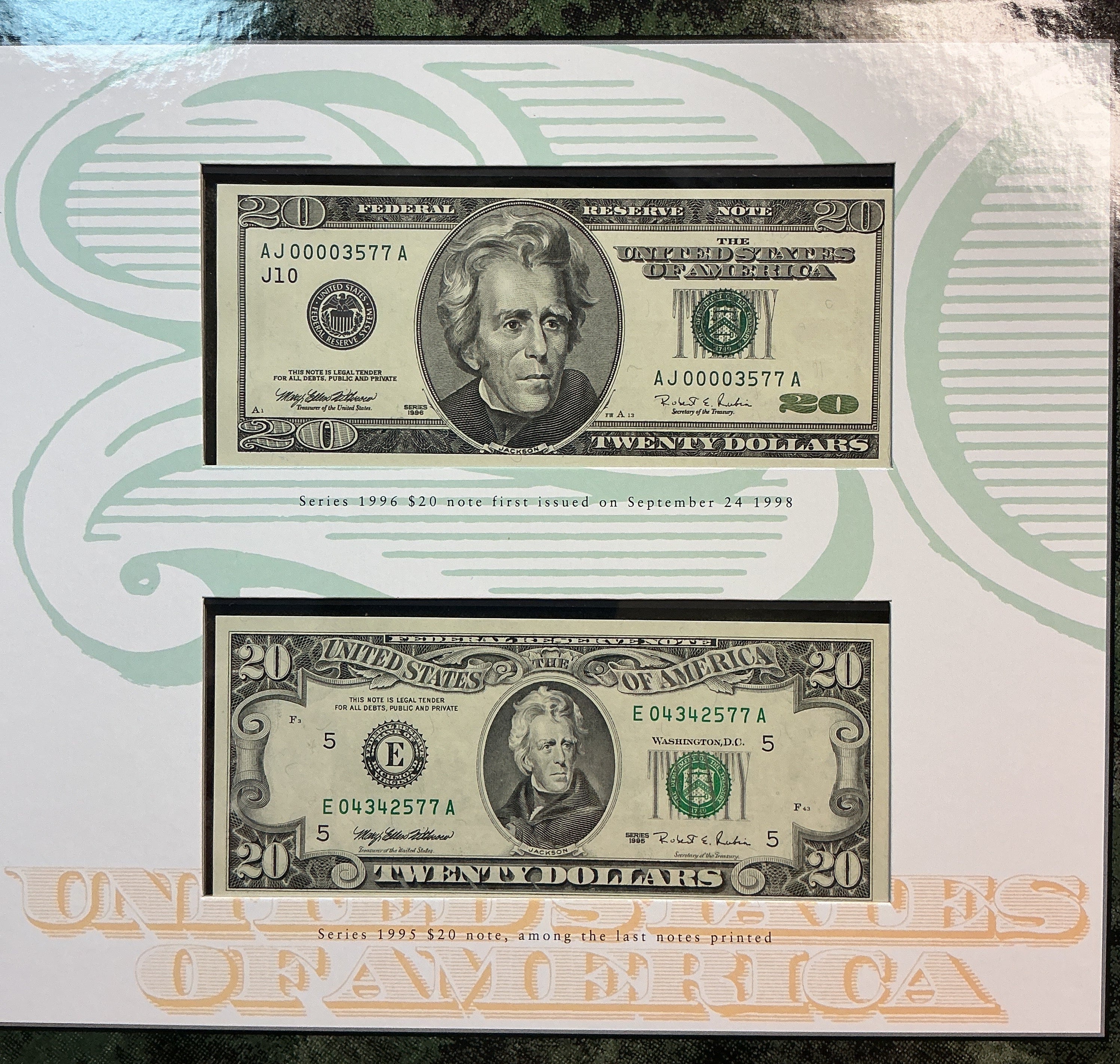 1996 Premium Historical Portfolio, The White House, 2-$20 Notes, #FRN010