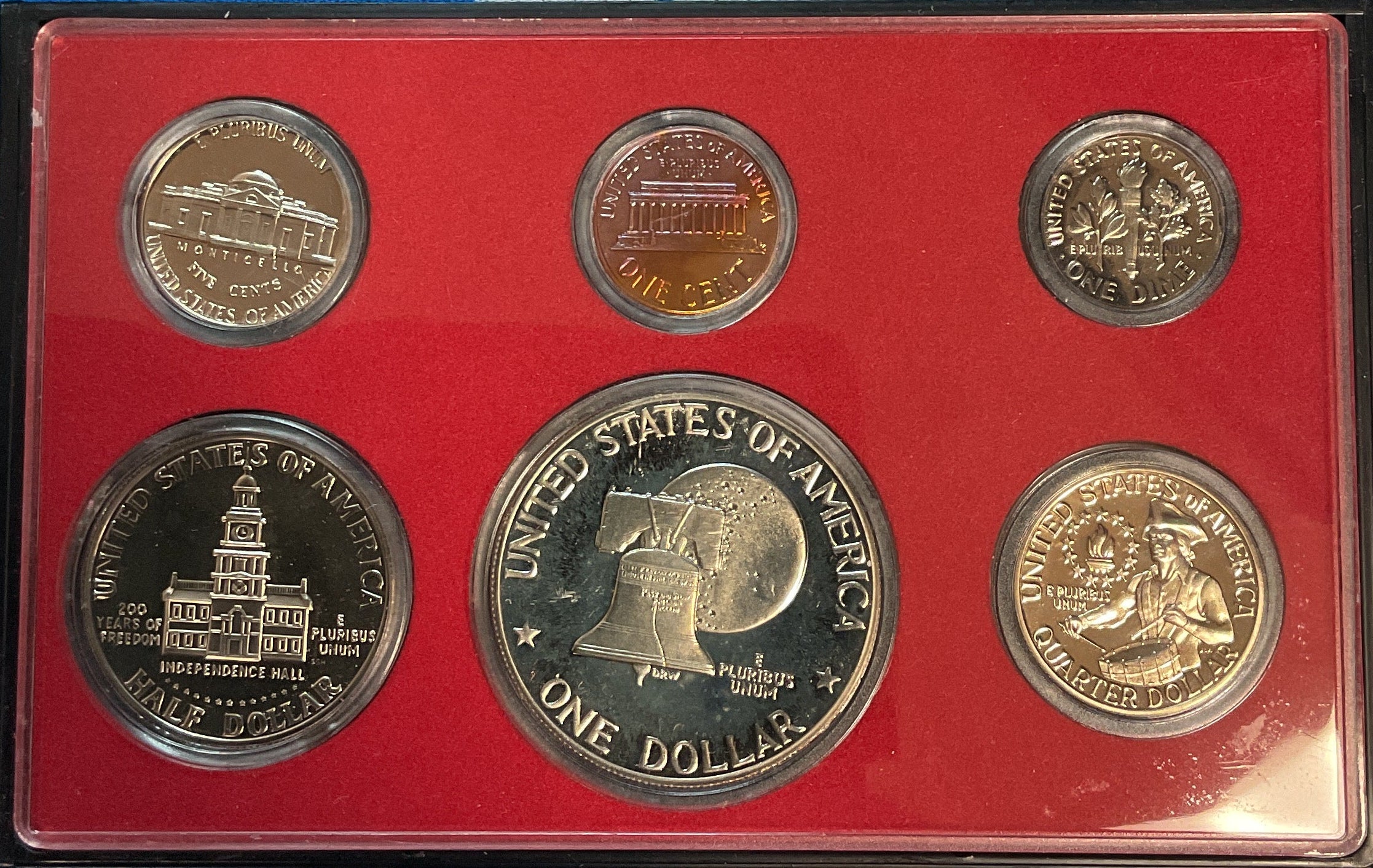 1976 Proof Set, 6 Coin Proof Set, Encased in Original Government Packaging.