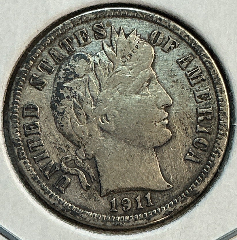 1911 Barber Silver Dime, Extra Fine, Store #DE0942