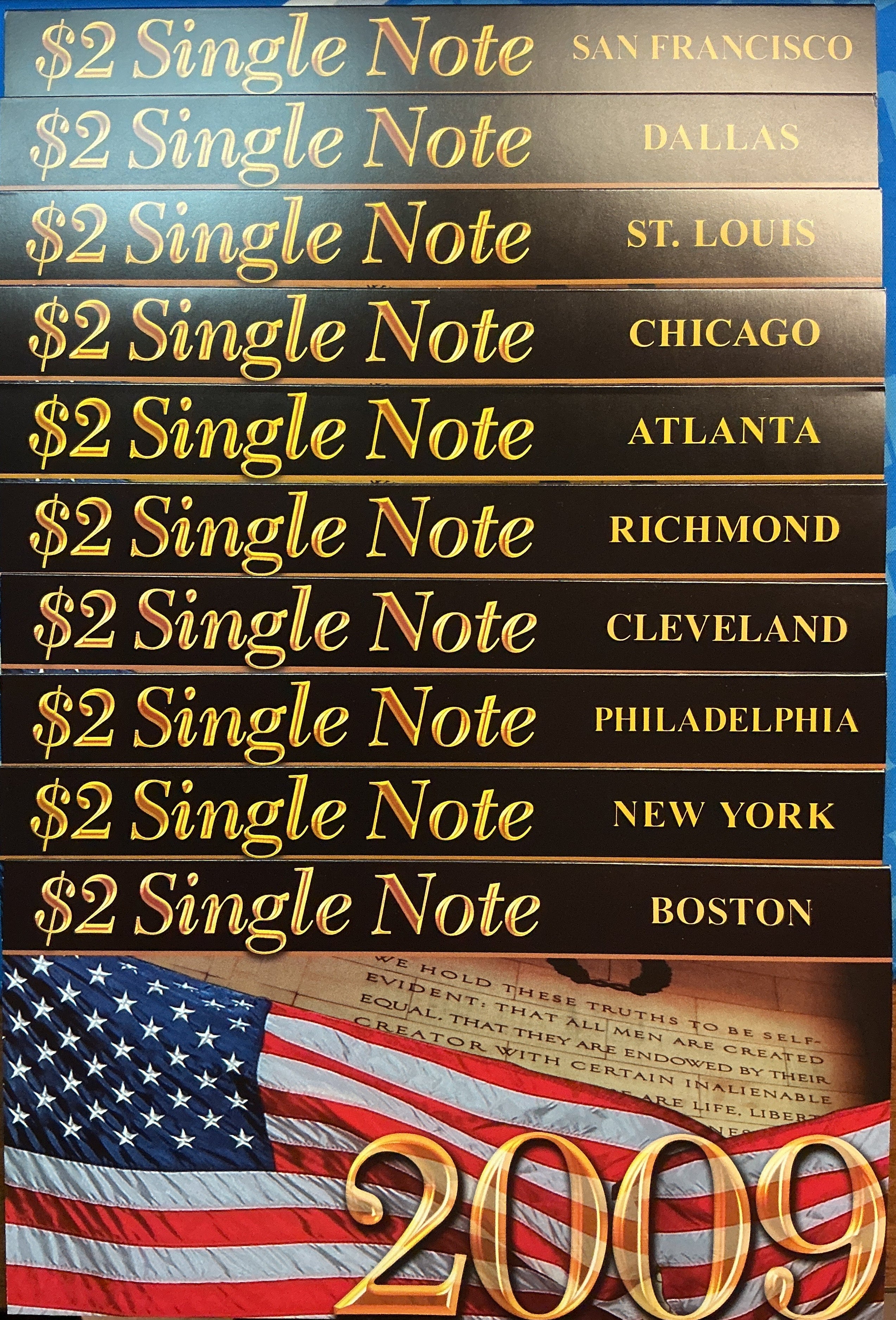 2009 Series $2 Single Notes, F.R.Notes, Nice Numbers!, Store #FRN002.