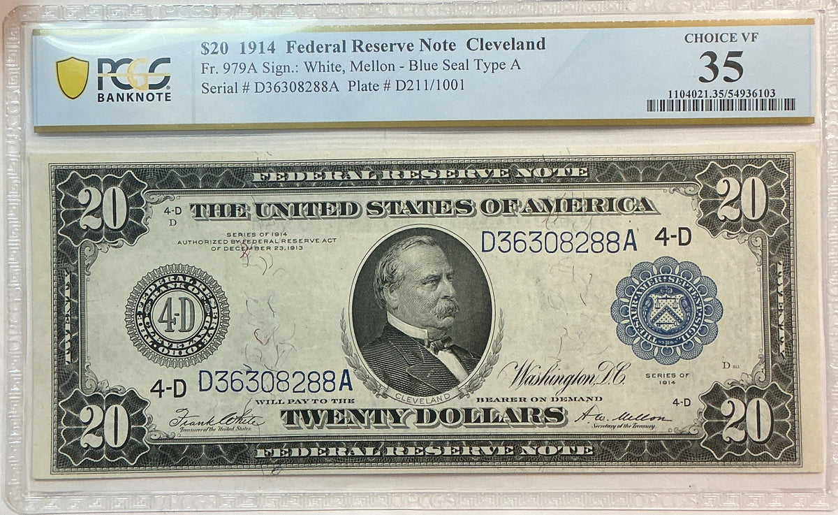 1914 $20, Federal Reserve Note, Fr. 979A, PCGS Certified Choice VF-35, Store GFRB080