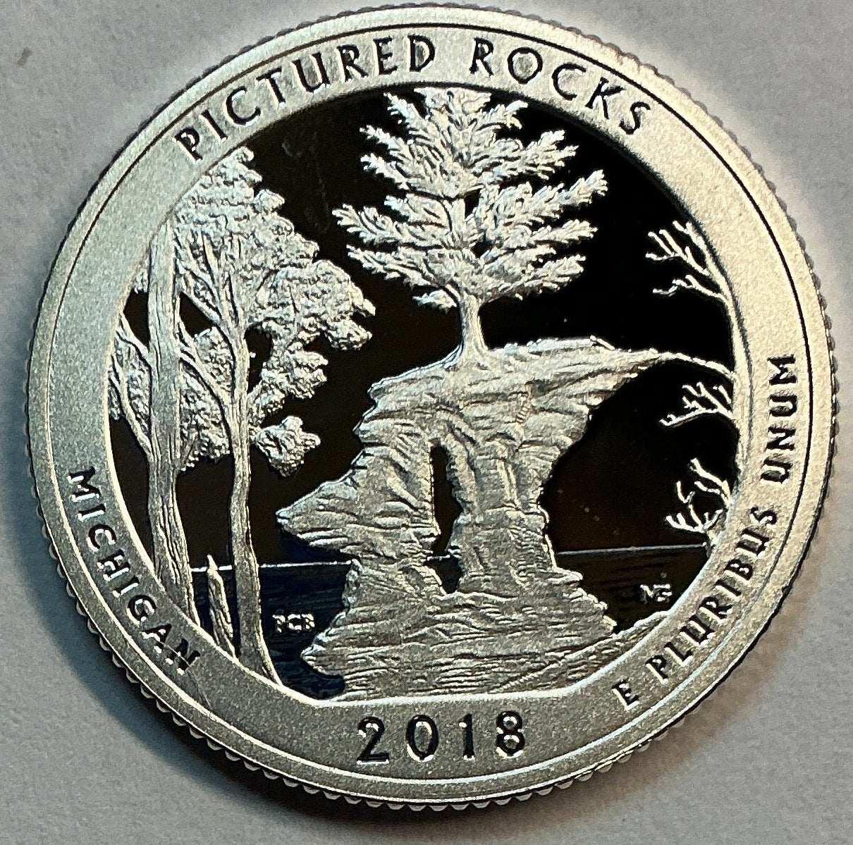 2018-S Uncirculated, Pictured Rocks, Michigan, Silver Washington Quarter #QR1471