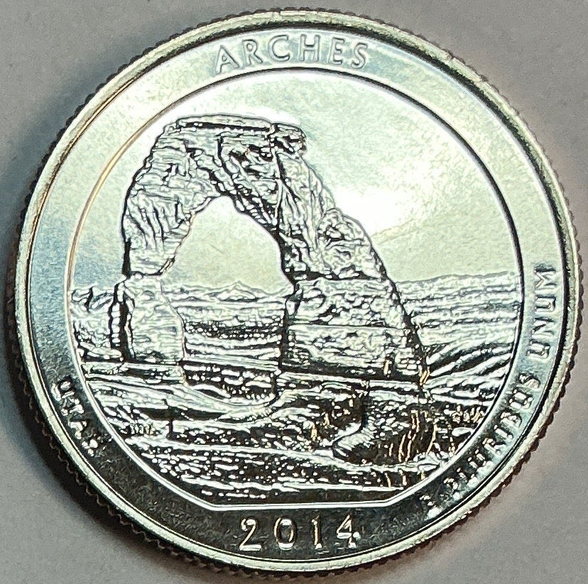 2014-D Uncirculated, Arches National Park, Utah, Washington Quarter