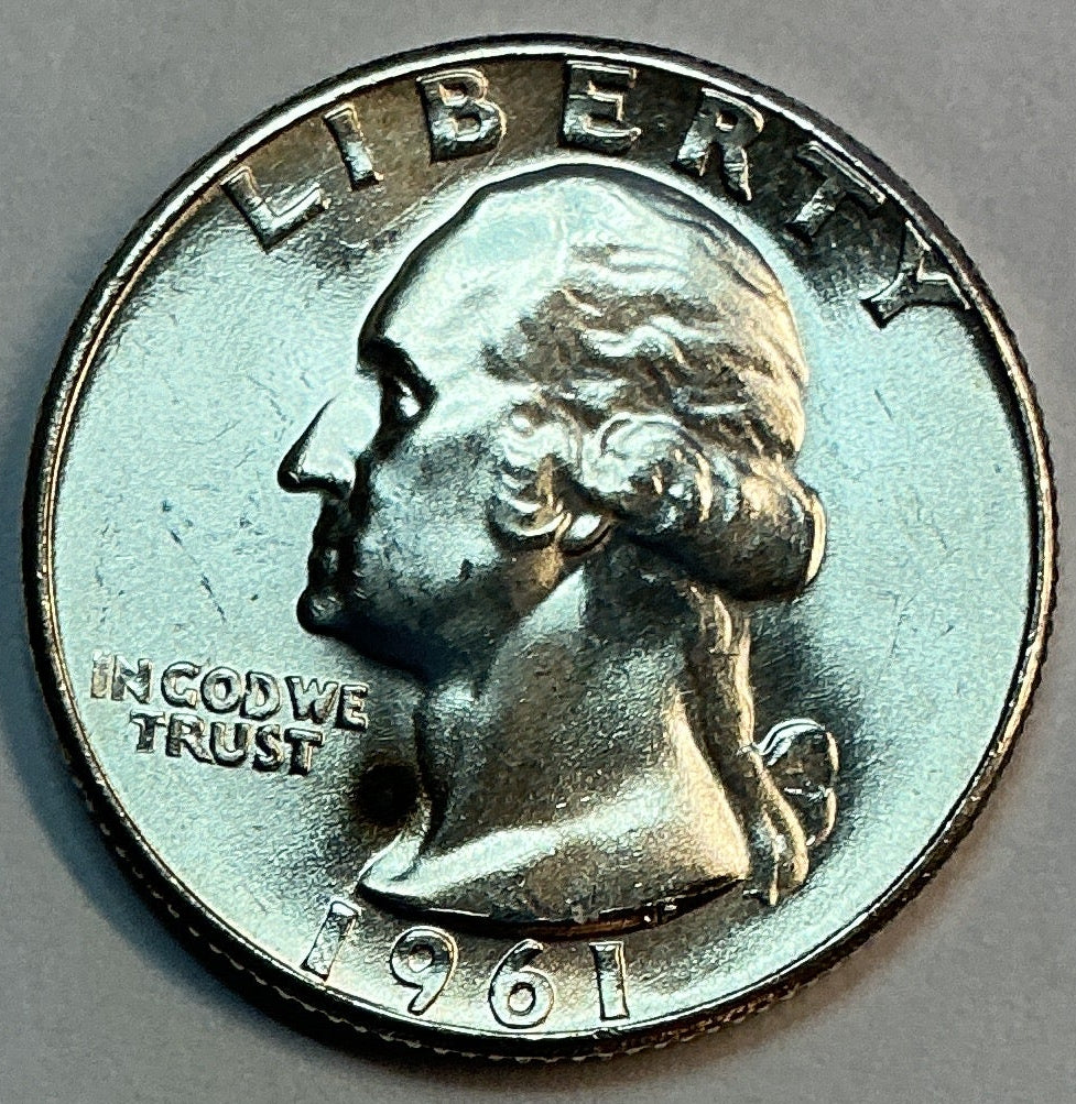 1961 Silver Washington Quarter., Brillant Uncirculated Coin., Store #QR1785