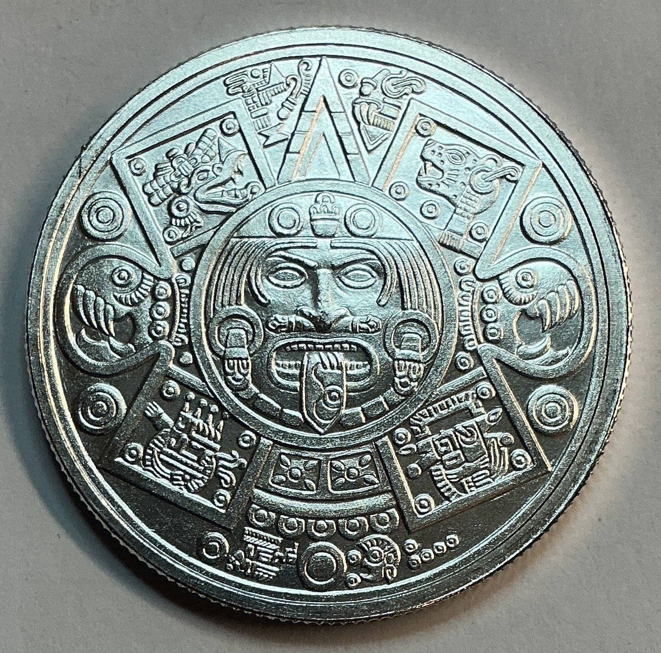 .999 silver, 1 Troy Ounce, Aztec Eagle Warrior Silver Round Bullion, Store #SR041