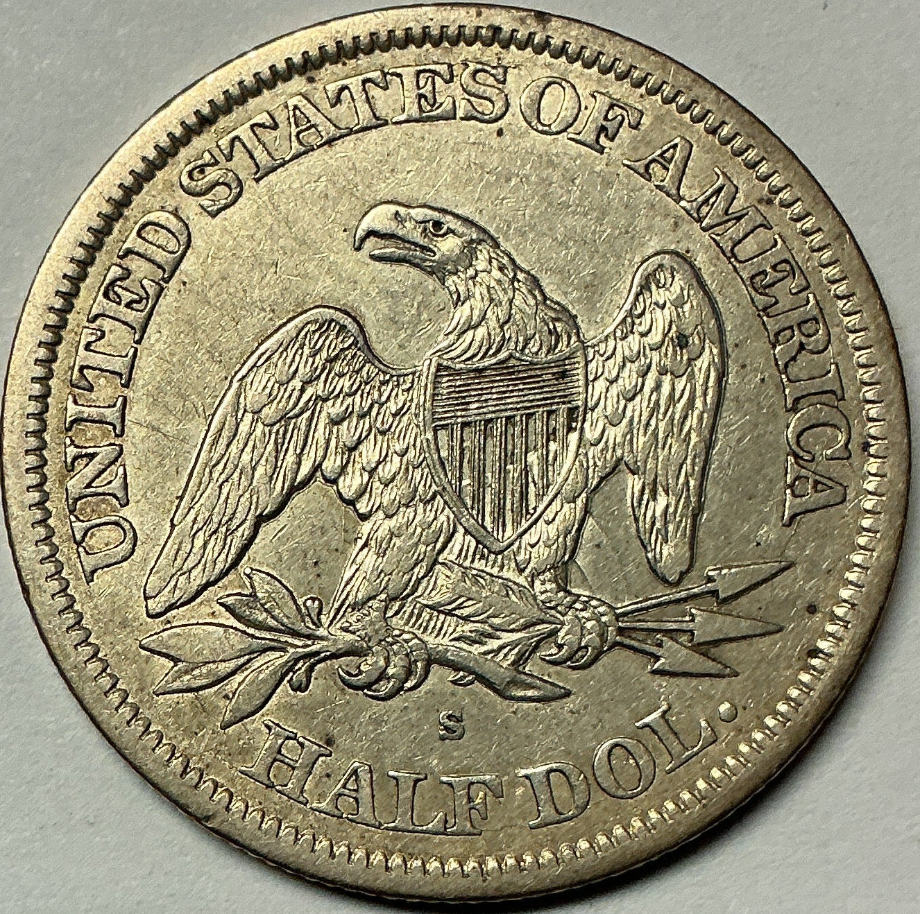 1865-S Liberty Seated Half Dollar, Extra Fine Circulated Coin, Store #HR1980