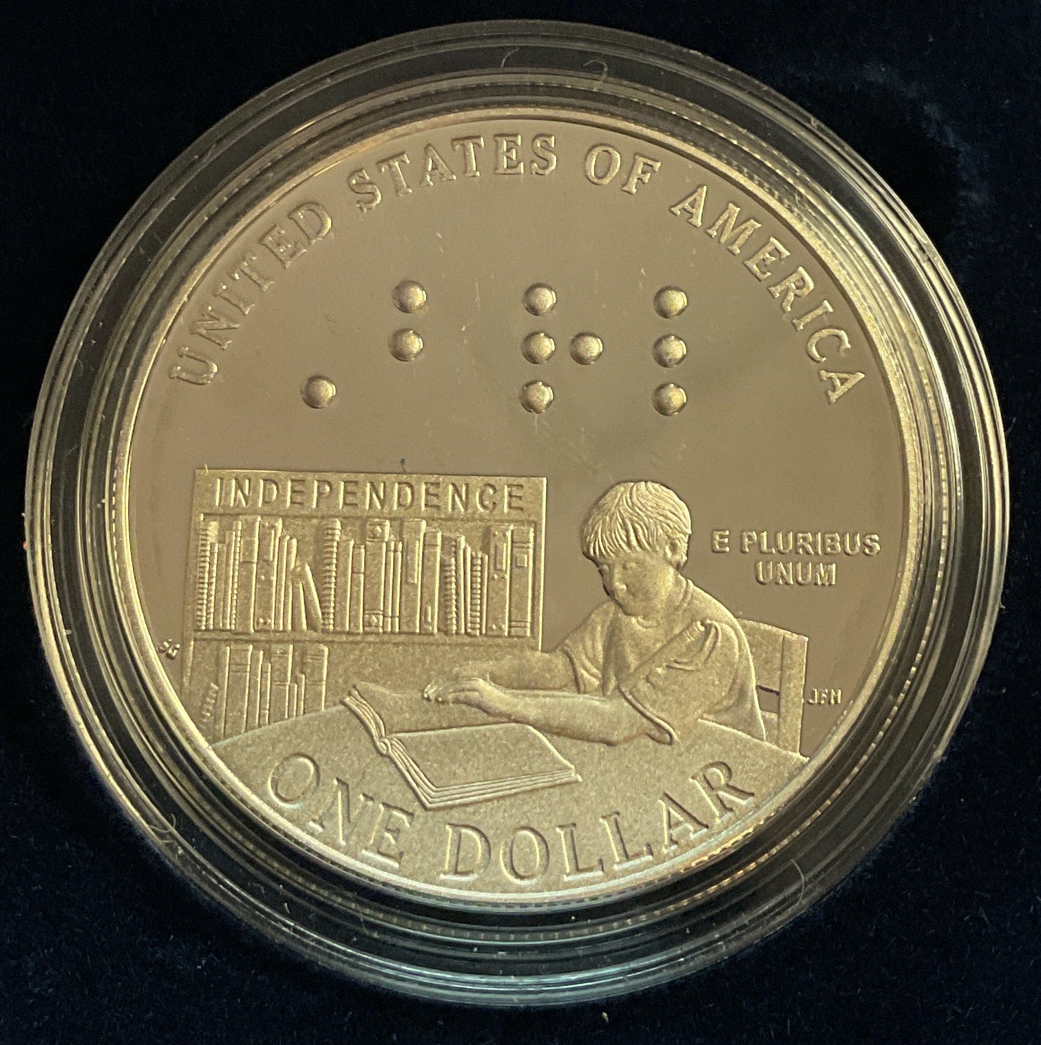 2009 Louis Braille Bicentennial Silver Dollar, U.S. Mint, Proof, #PT030