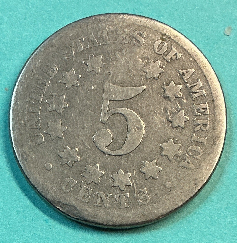 1867 Shield Nickel, Good Circulated Coin, Store #NL097