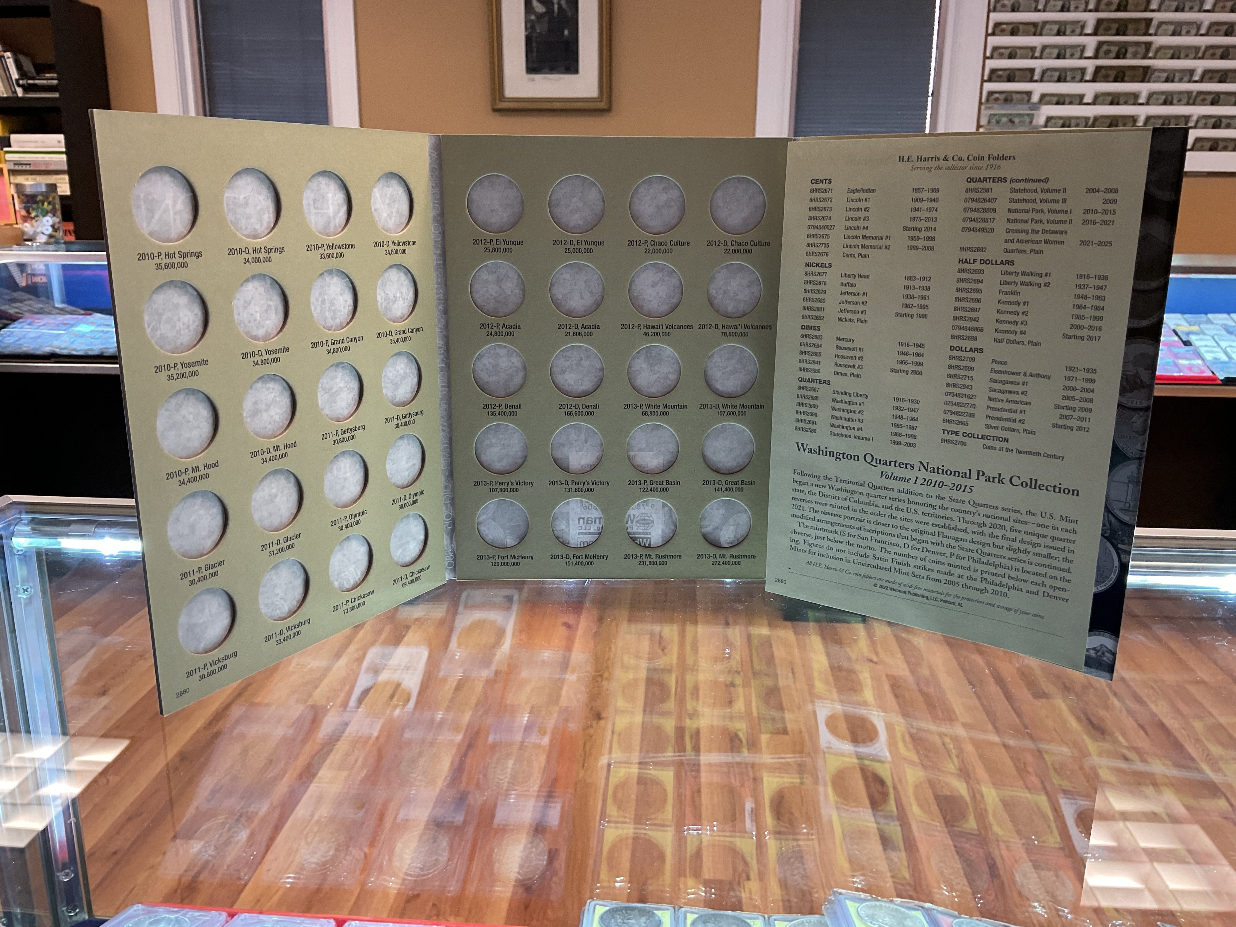 Washington Quarters, National Park Collection, Harris Coin Folder, Volume One, Collections 2010-2015