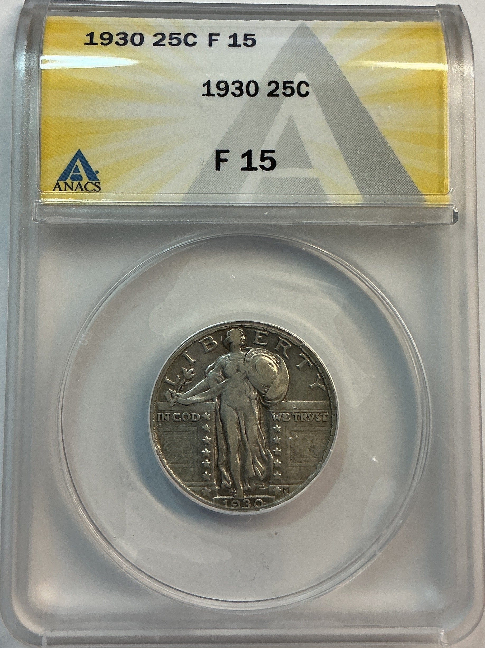 1930 Standing Liberty Quarter, ANACS F-15, Store #QR1637