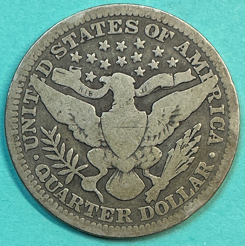 1910 Barber Quarter., Very Good Circulated Details., Store#QR1306