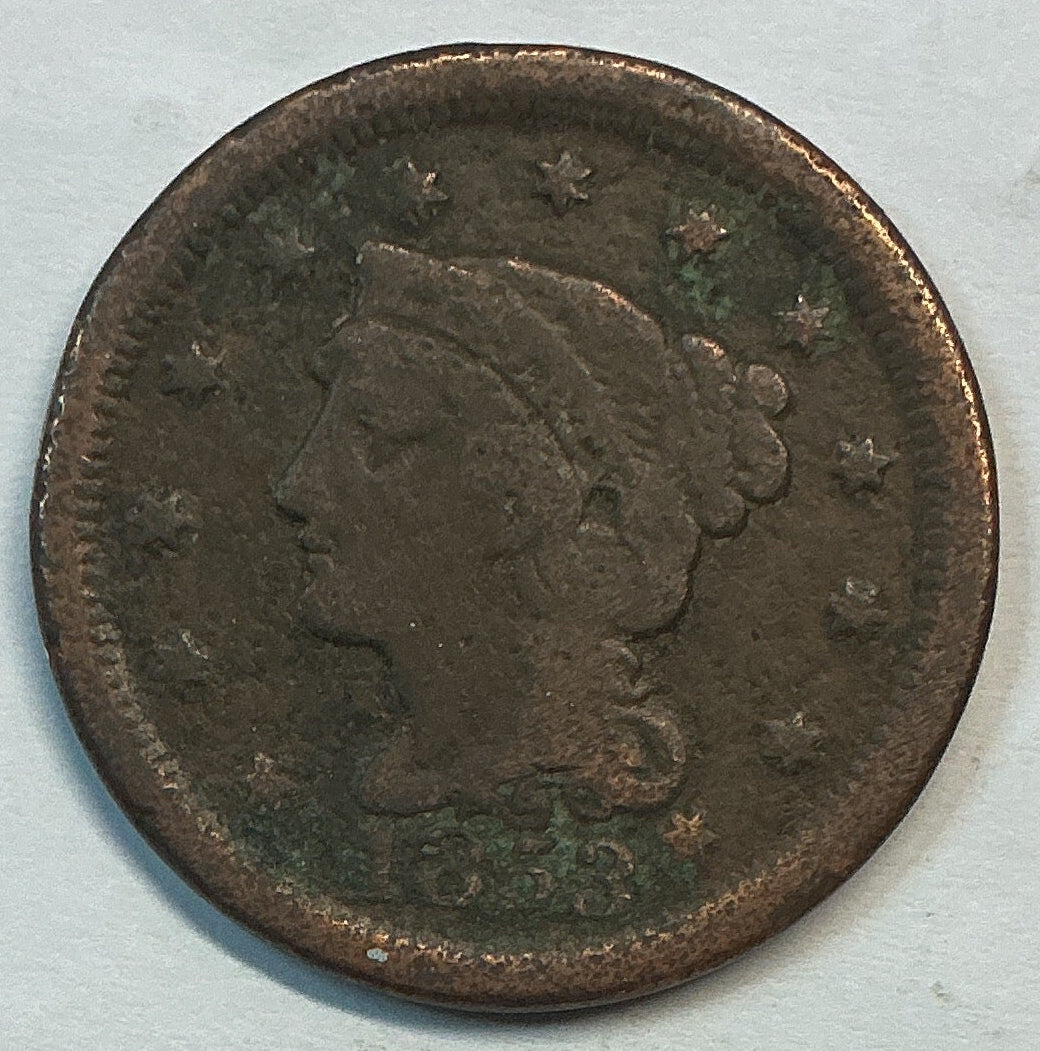 1853 Liberty Head Large Cent. Affordable Circulated Collectible Coin. Store #CT1426
