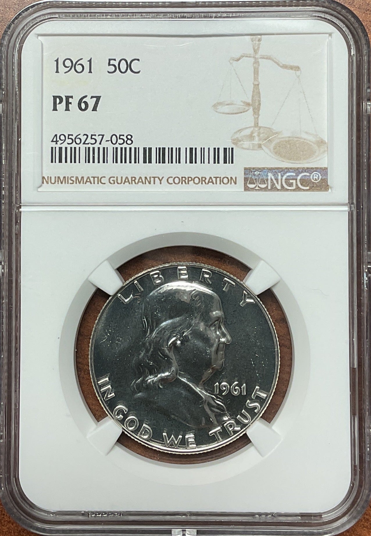 1961 Ben Franklin Half Dollar, NGC PF 67, Proof Uncirculated Coin, Store #GHR1812