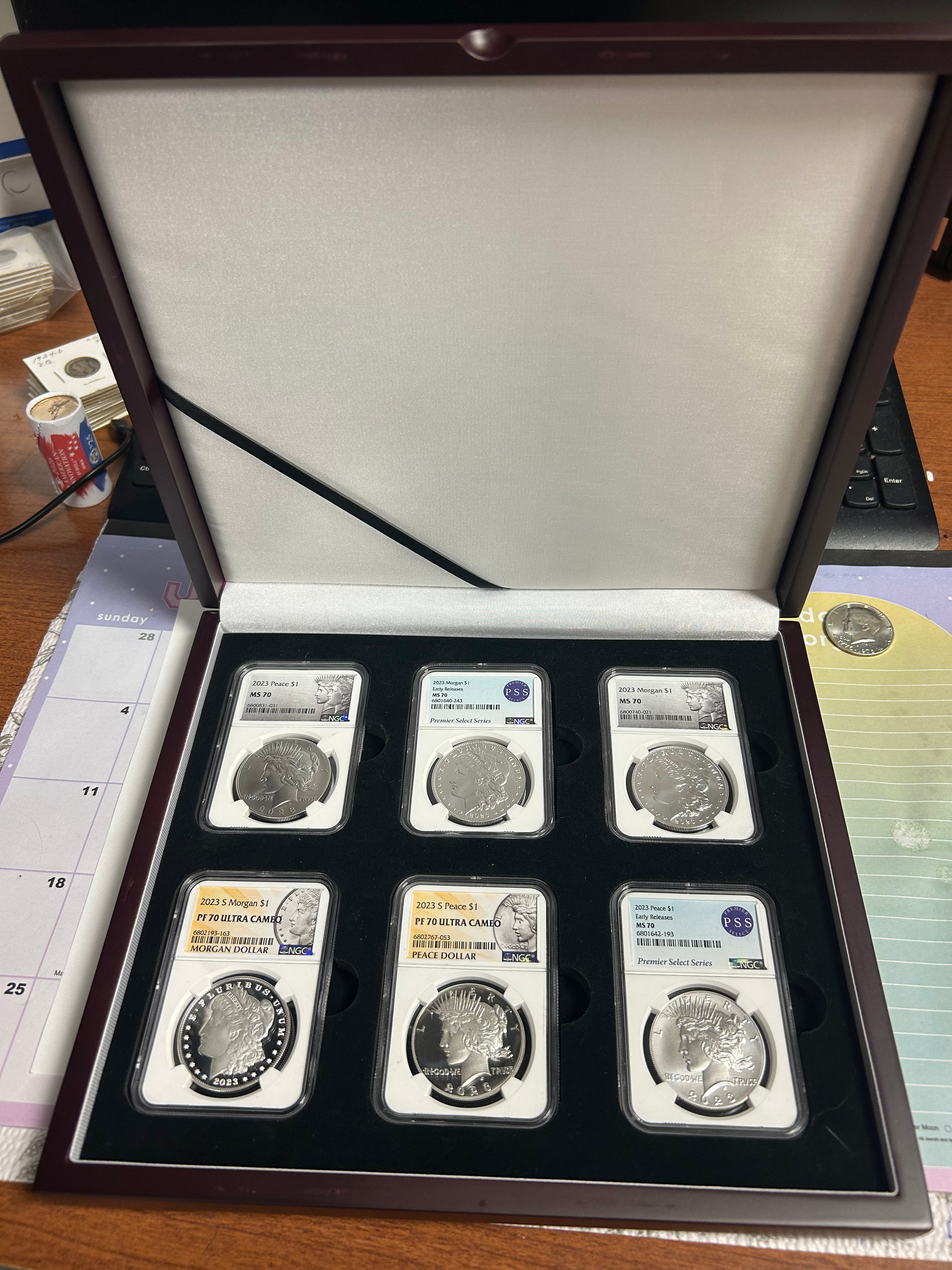 MORGAN AND PEACE DOLLAR COMMERATIVE SET, .999 silver, 6 Troy Ounce, Store #SR004