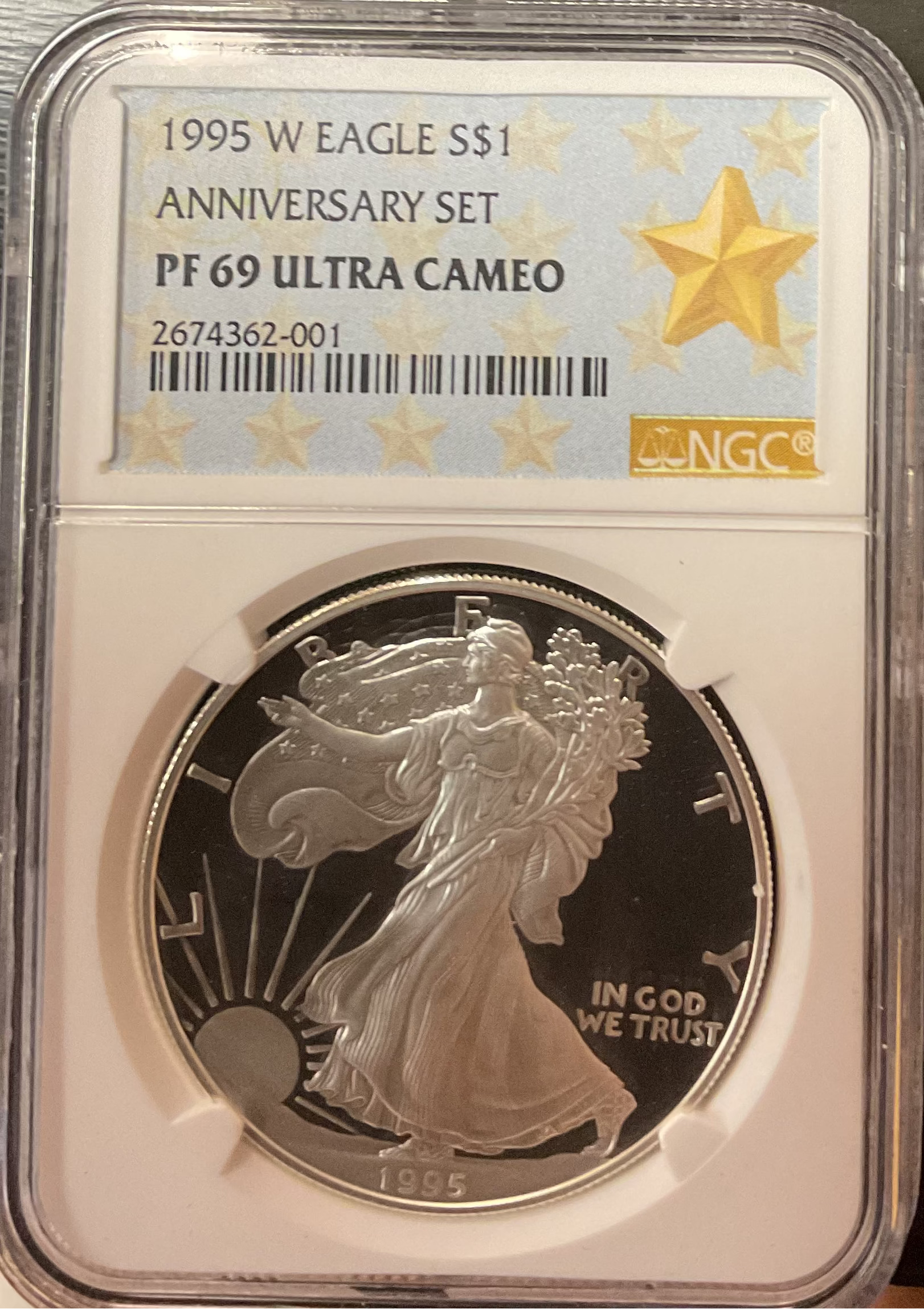 1995 W Proof American Silver Eagle, NGC PF-69 Ultra Cameo, Store #AE0306